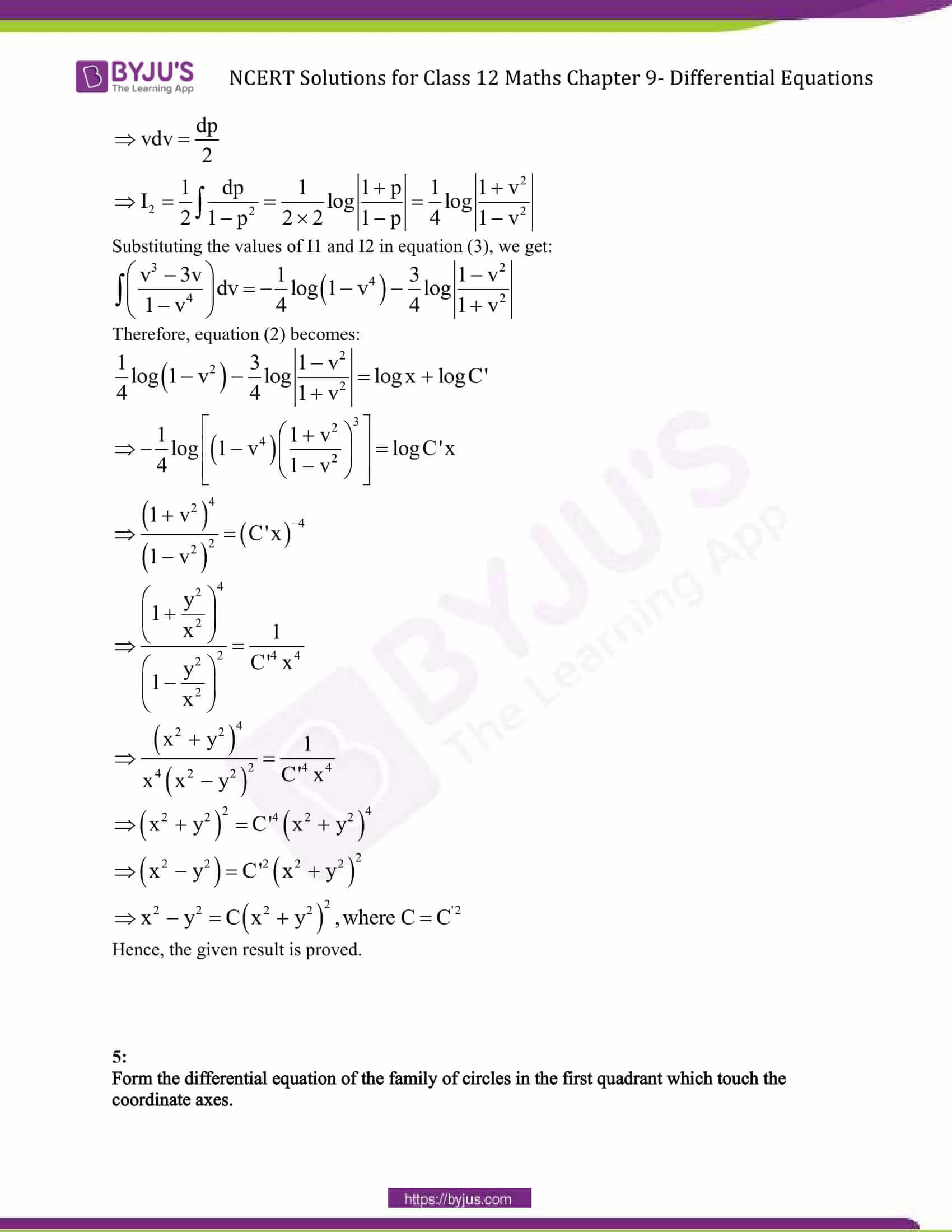 NCERT Solutions Class 12 Maths Chapter 9 Differential Equations