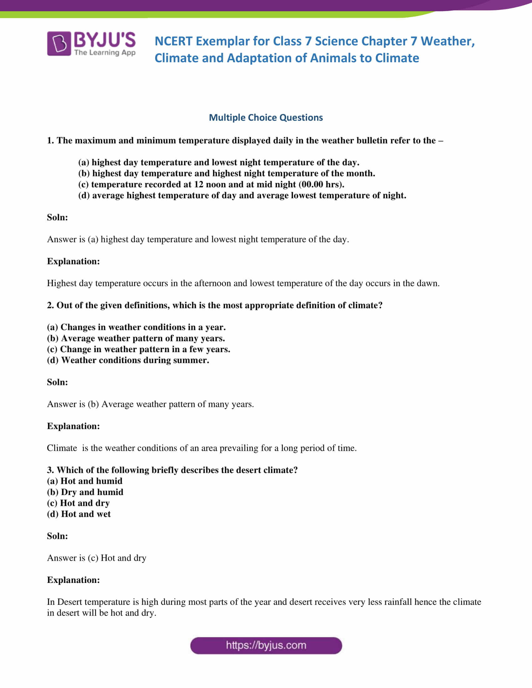 NCERT Exemplar solution class 7 science Chapter 7 1