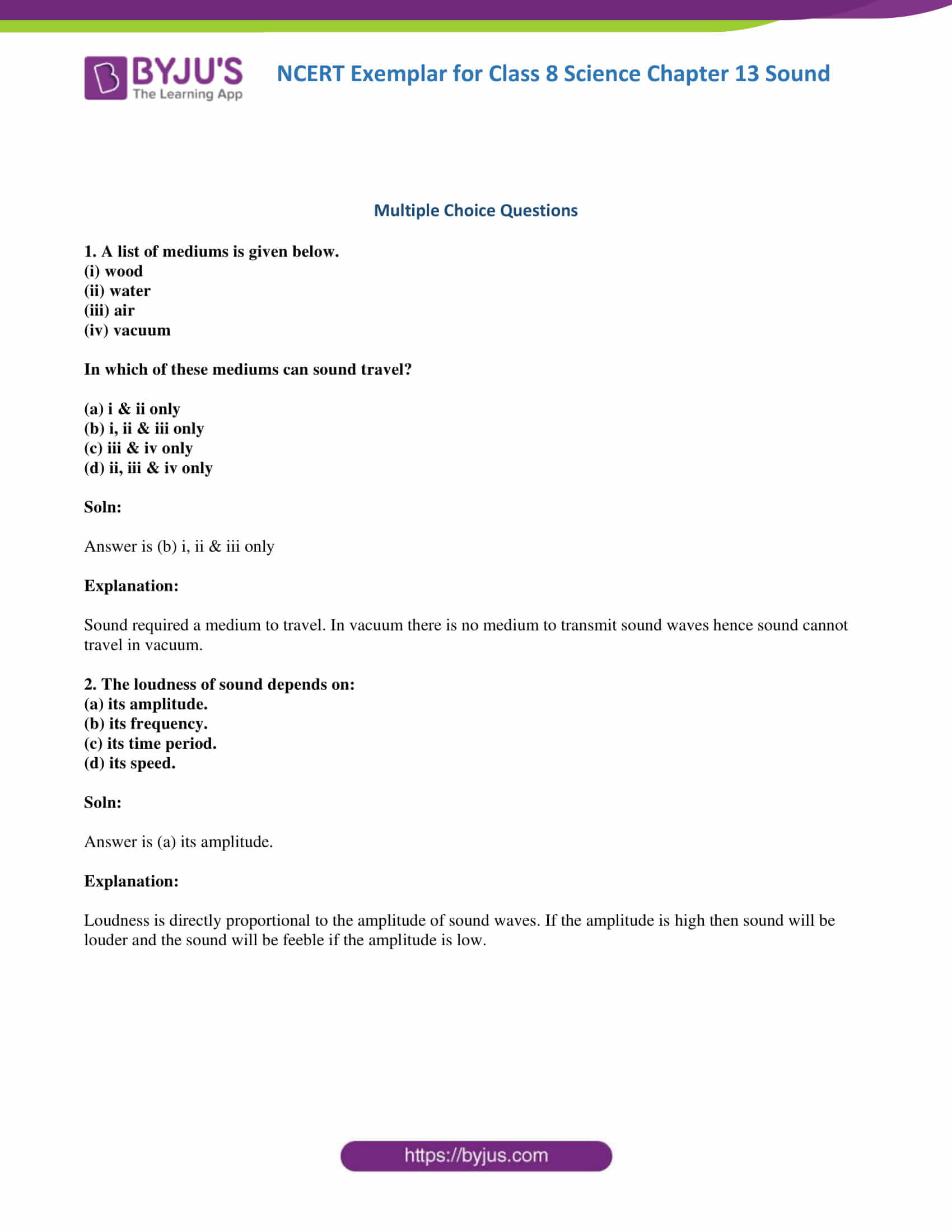 NCERT Exemplar solution class 8 science chapter 13 part 1