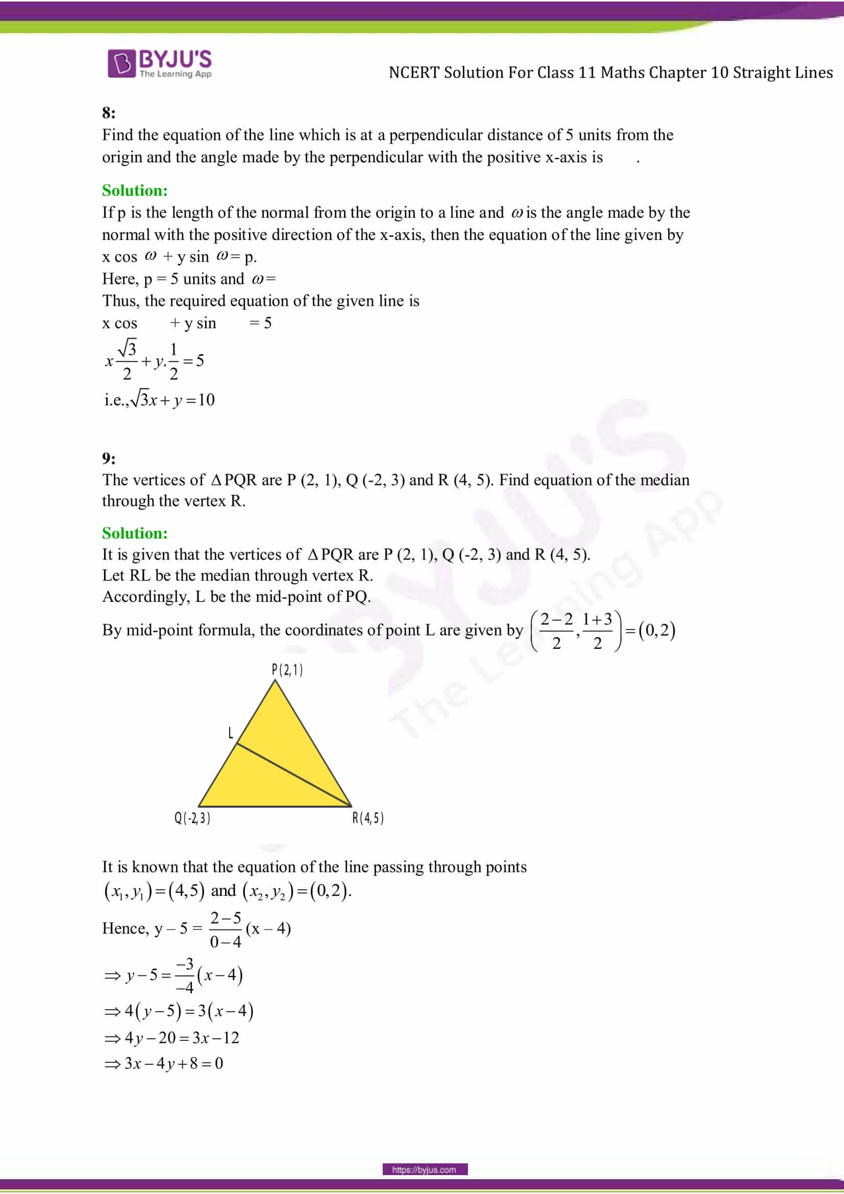 Ncert Solutions Class Maths Chapter Straight Lines Byjus