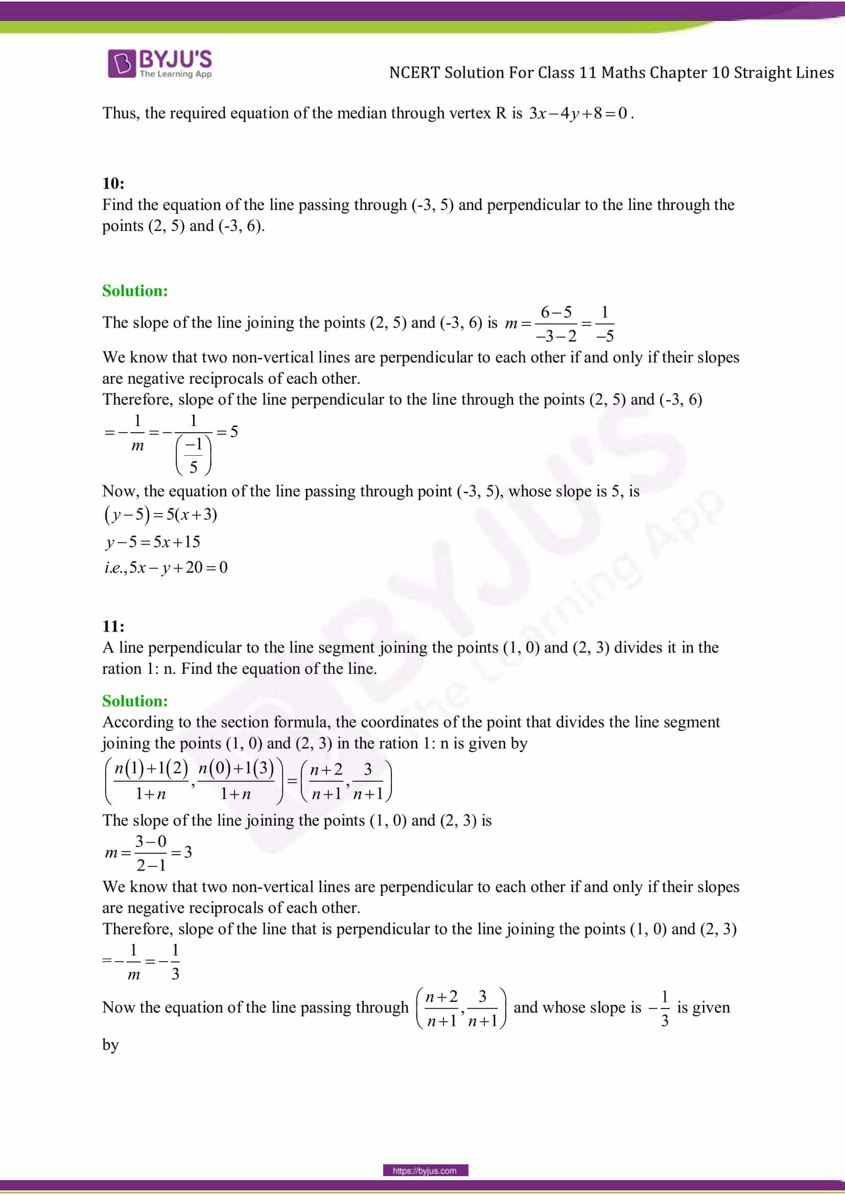 Ncert Solutions Class 11 Maths Chapter 10 Straight Lines Byju’s