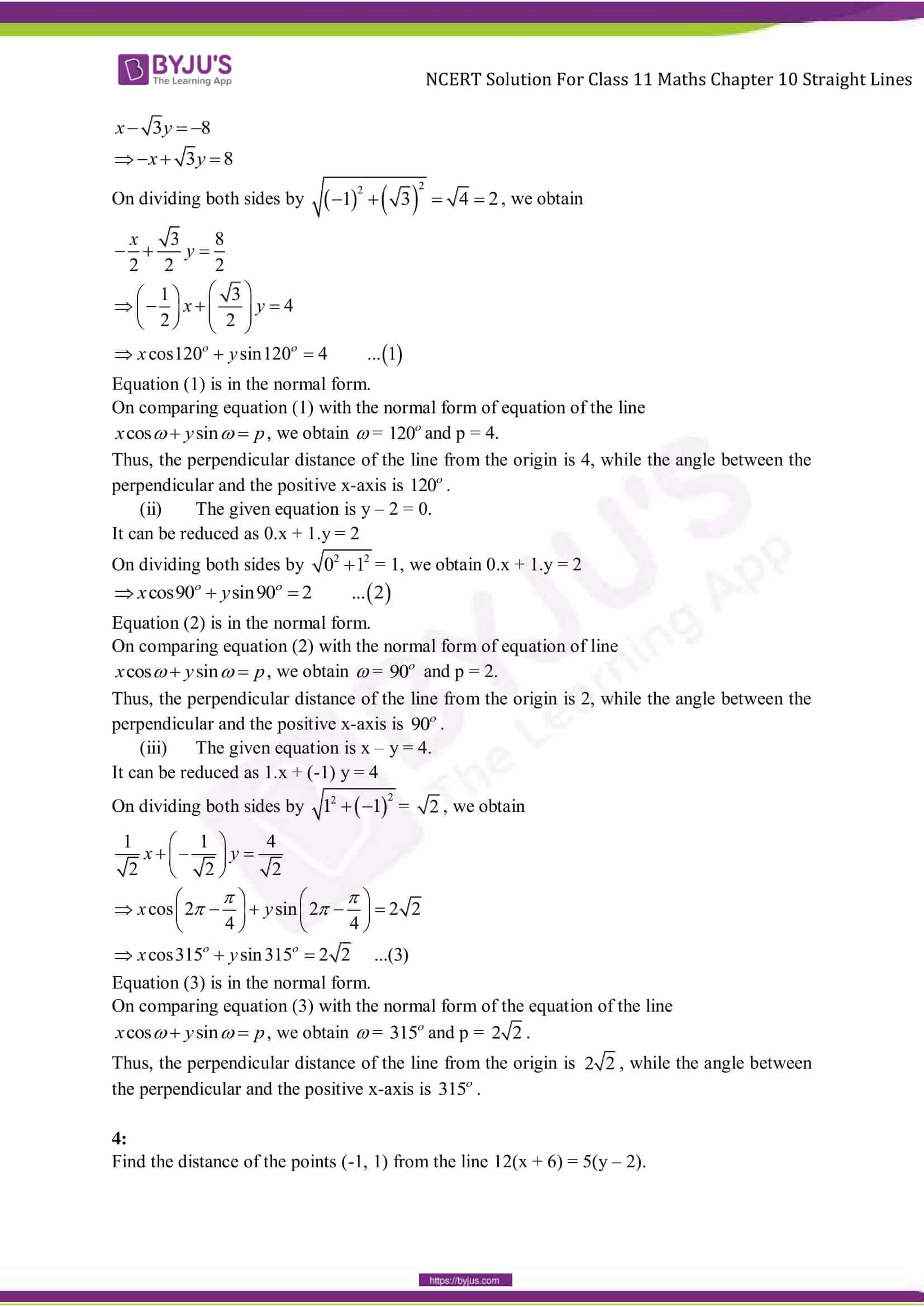 NCERT Solutions Class 11 Maths Chapter 10 Straight Lines - BYJU’S