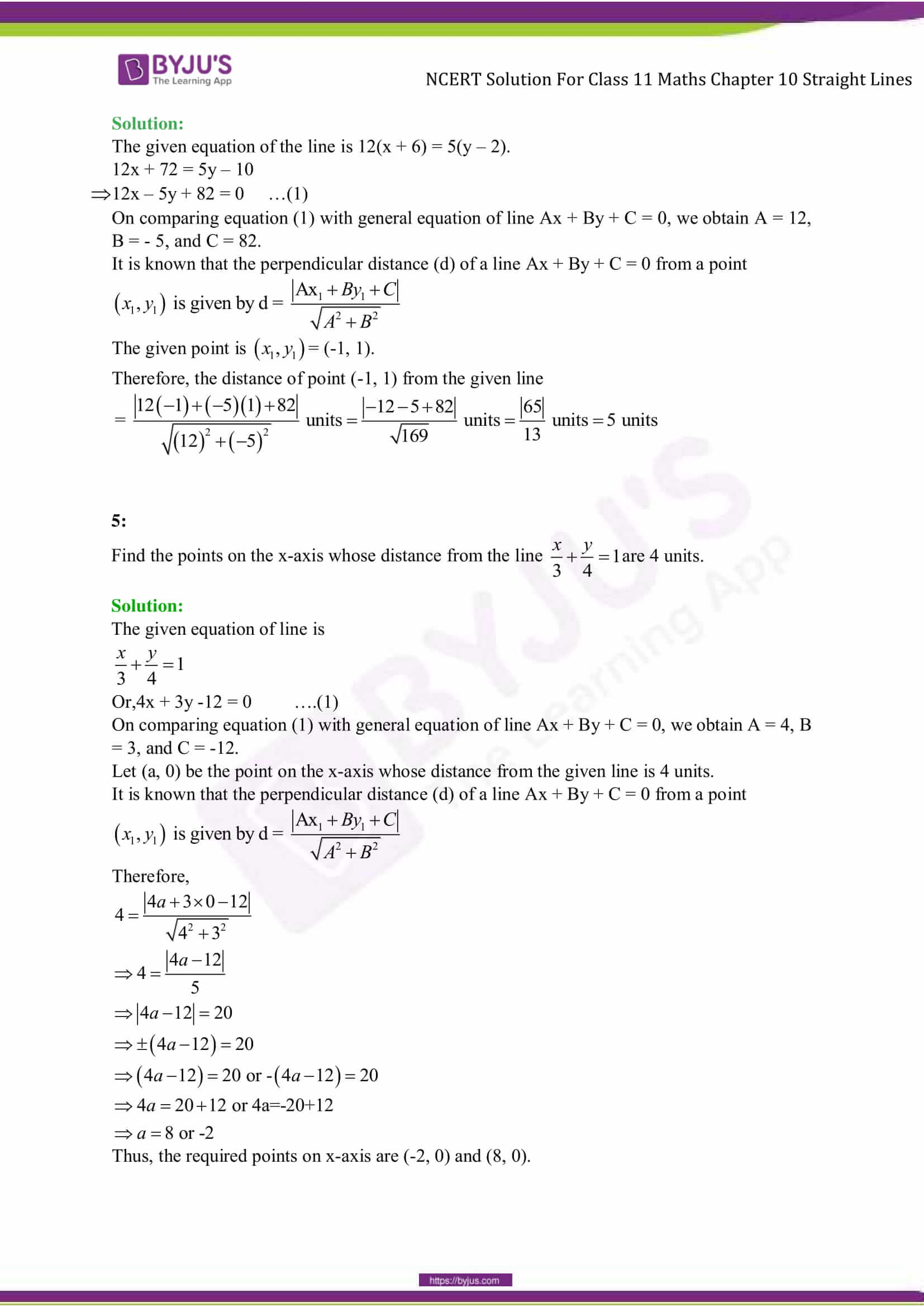 NCERT Solutions Class 11 Maths Chapter 10 Straight Lines - BYJU’S