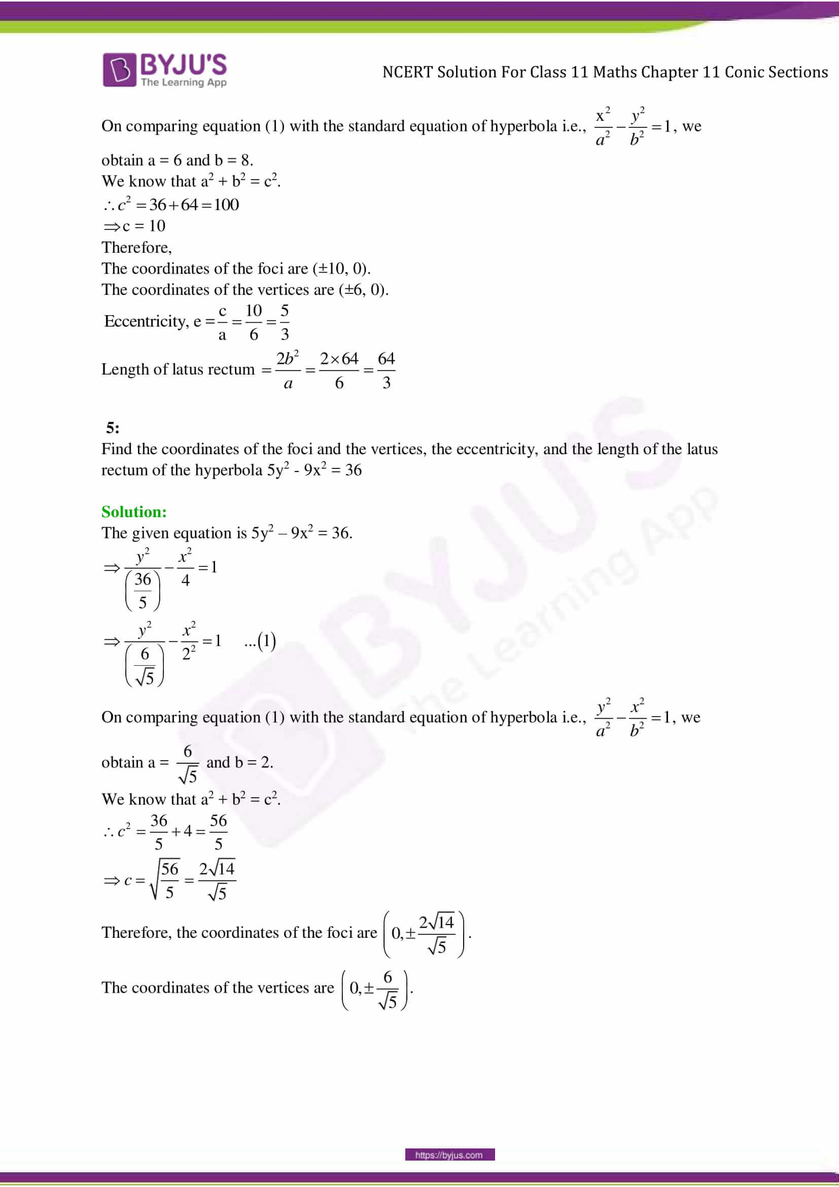 NCERT Solutions Class 11 Maths Chapter 11 Conic Sections Ex 11.4 ...