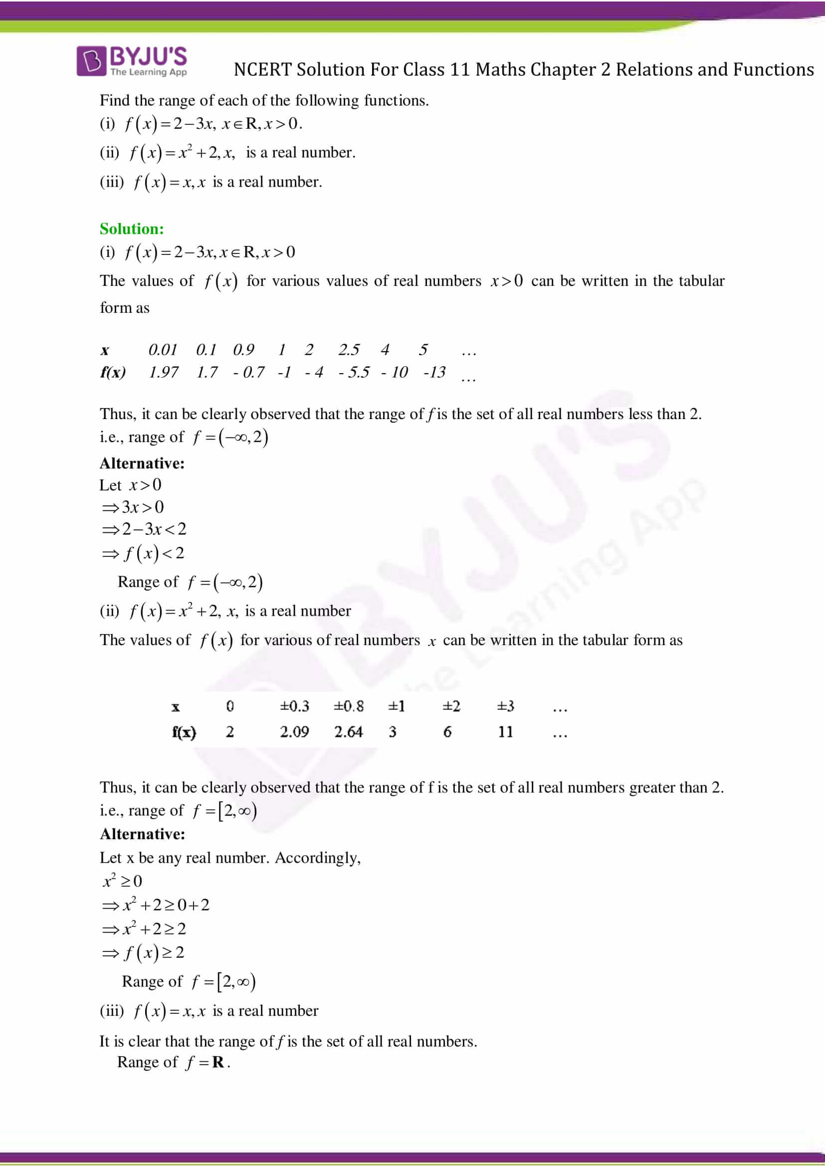 relation and function class 11 exercise 2.1 solutions