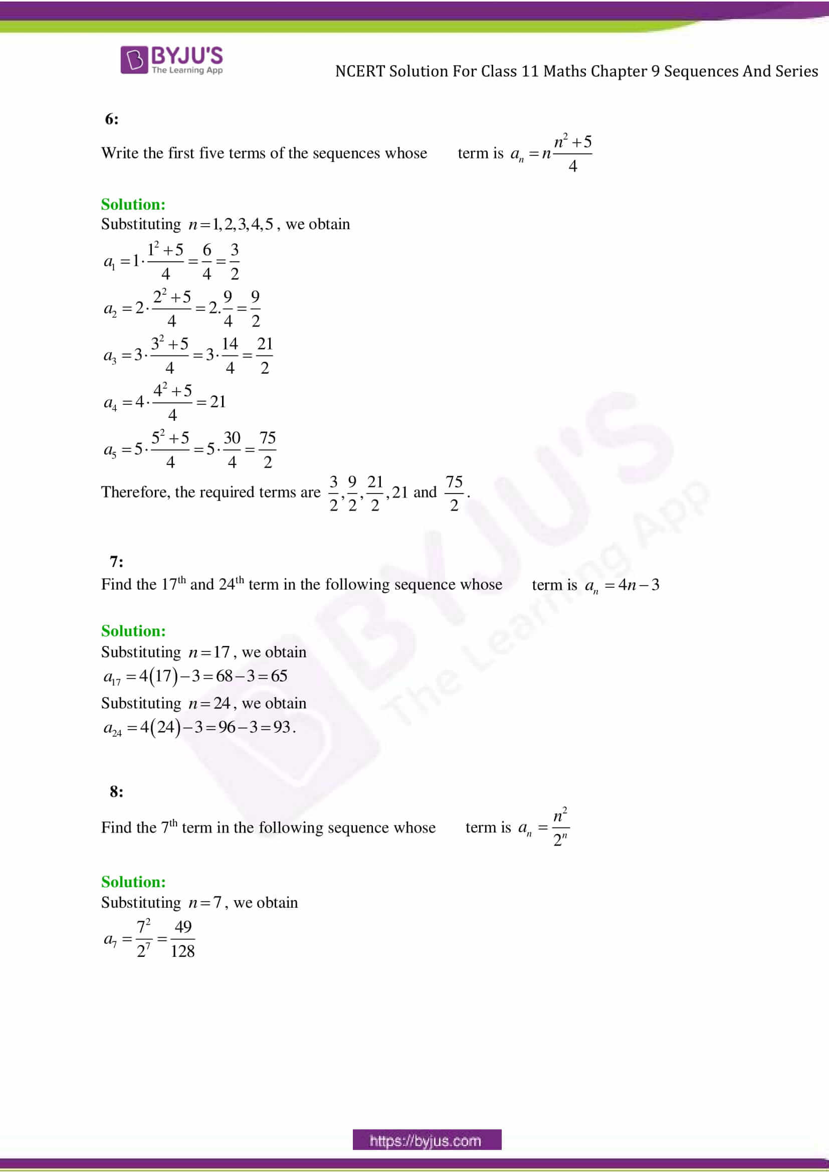NCERT Solutions Class 11 Maths Chapter 9 Sequences and Series ...