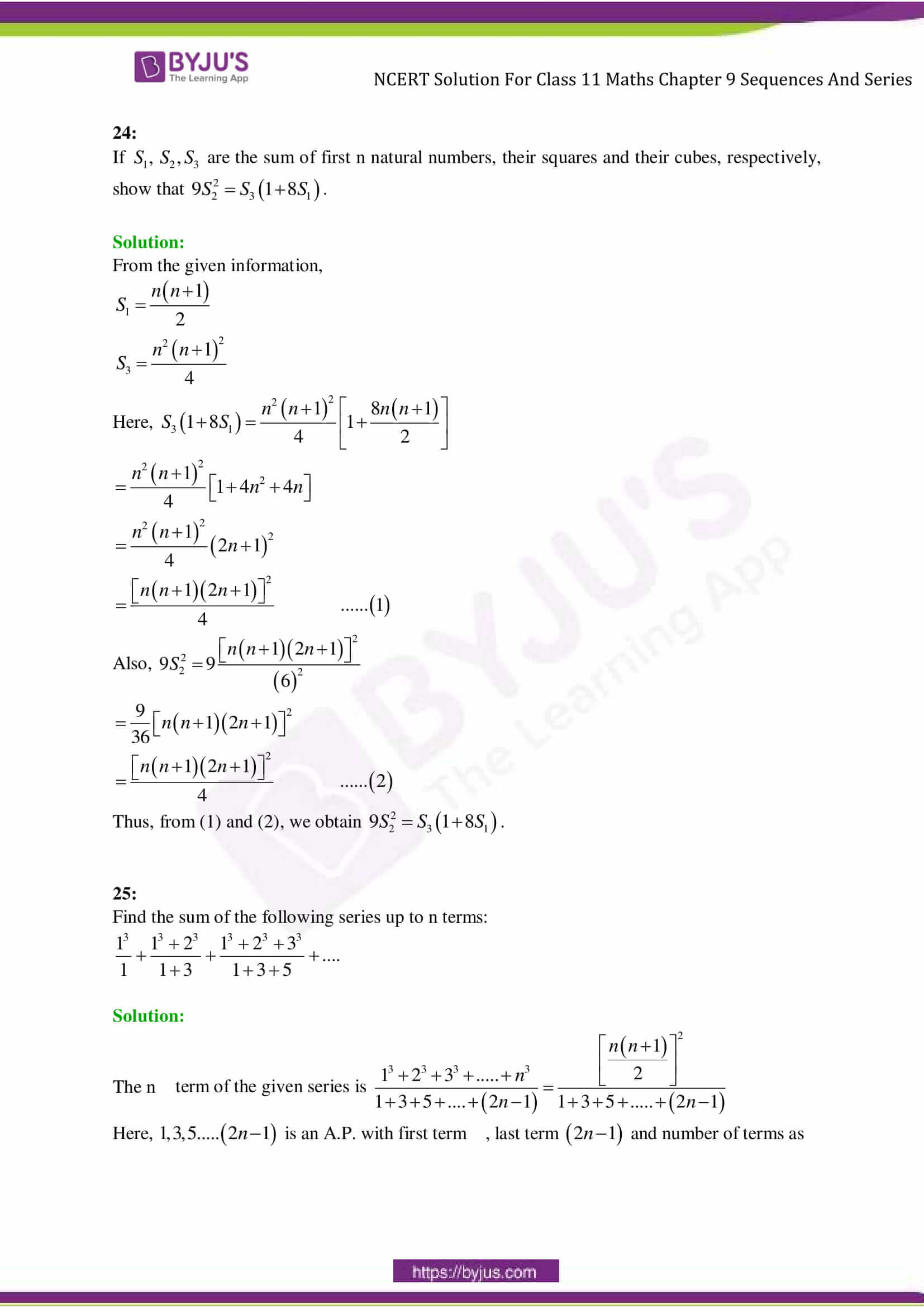 NCERT Solutions Class 11 Maths Chapter 9 Sequences and Series ...