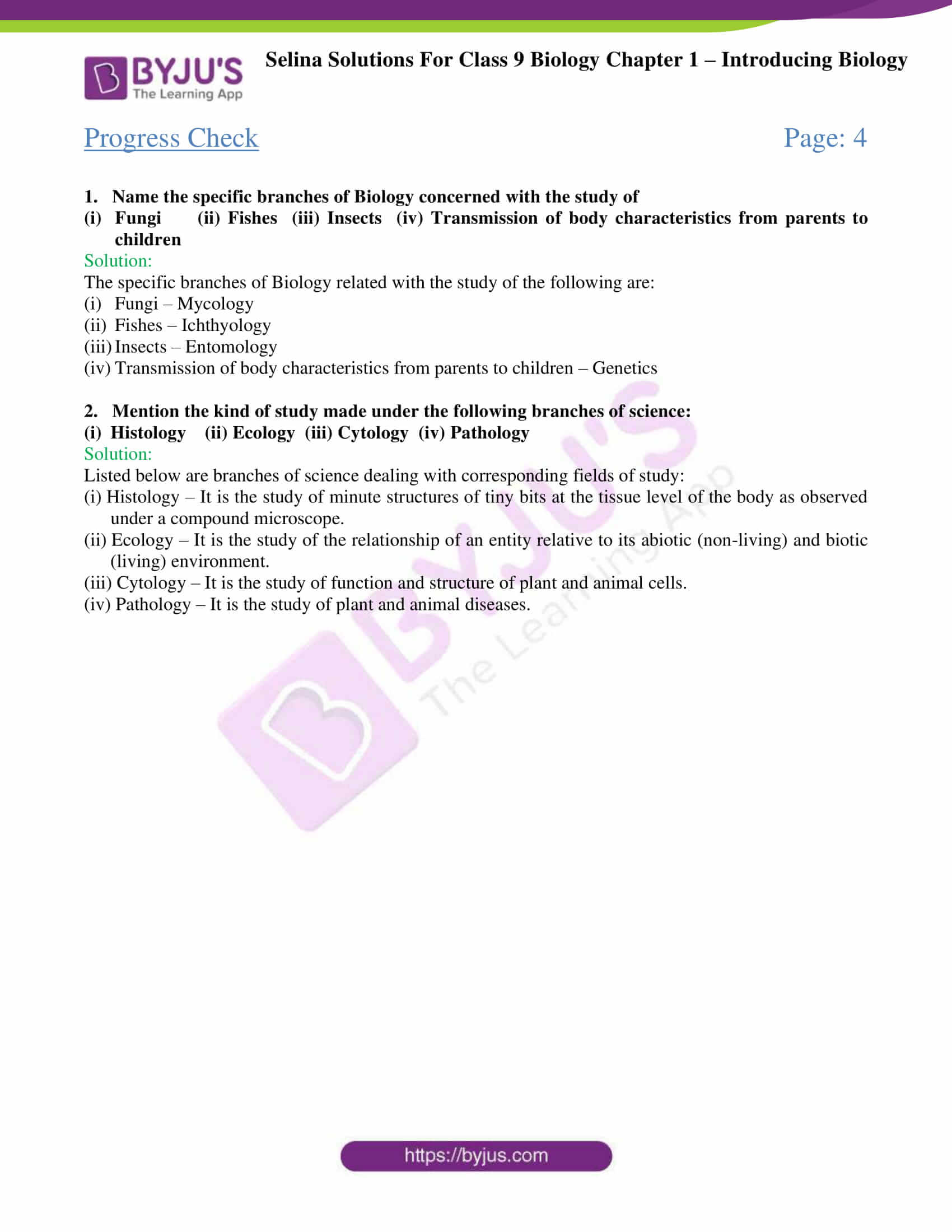 Selina Solutions Class 9 Concise Biology Chapter 1 Introducing Biology Download Free Pdf