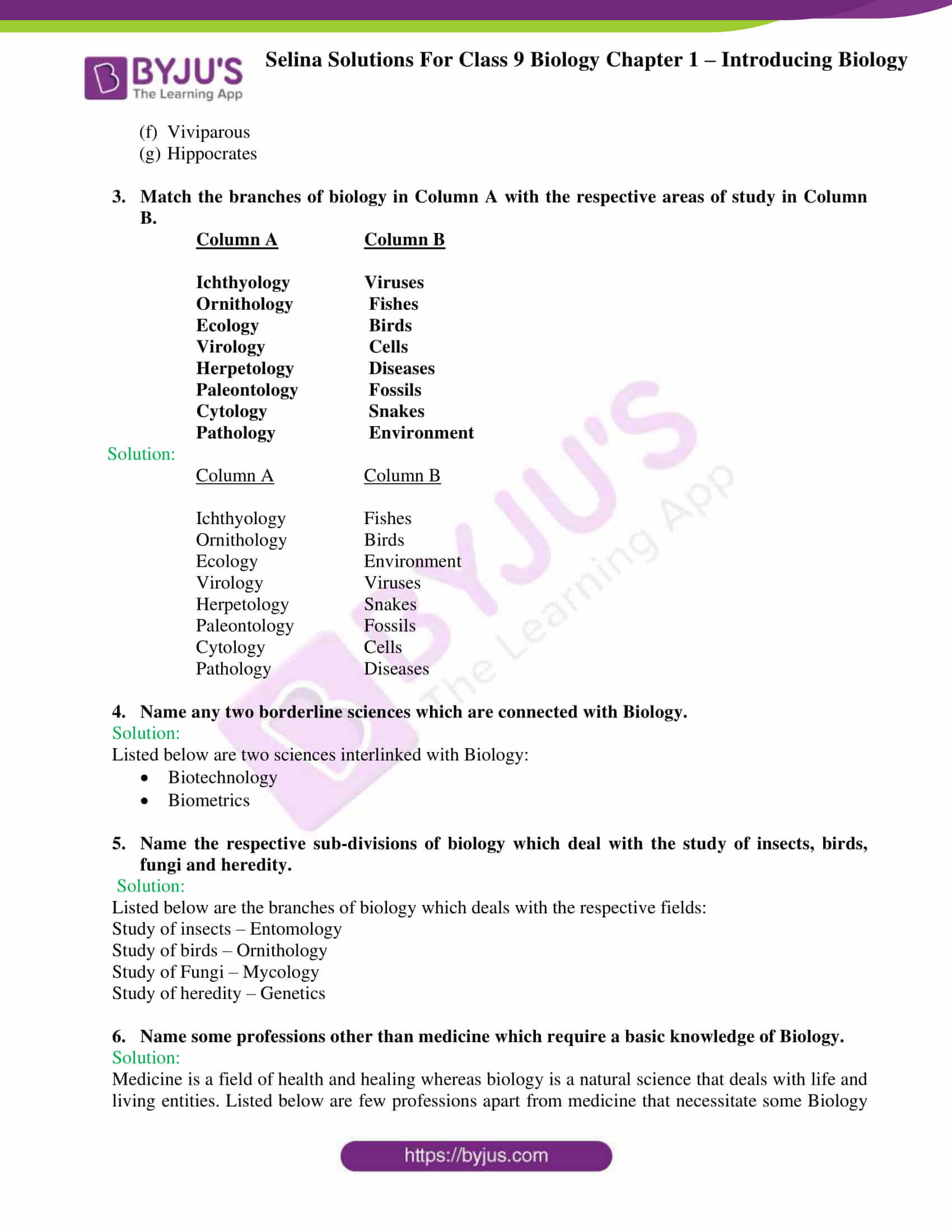 Selina Solutions For Class 9 Biology Chapter 1 Introducing Biology part 3