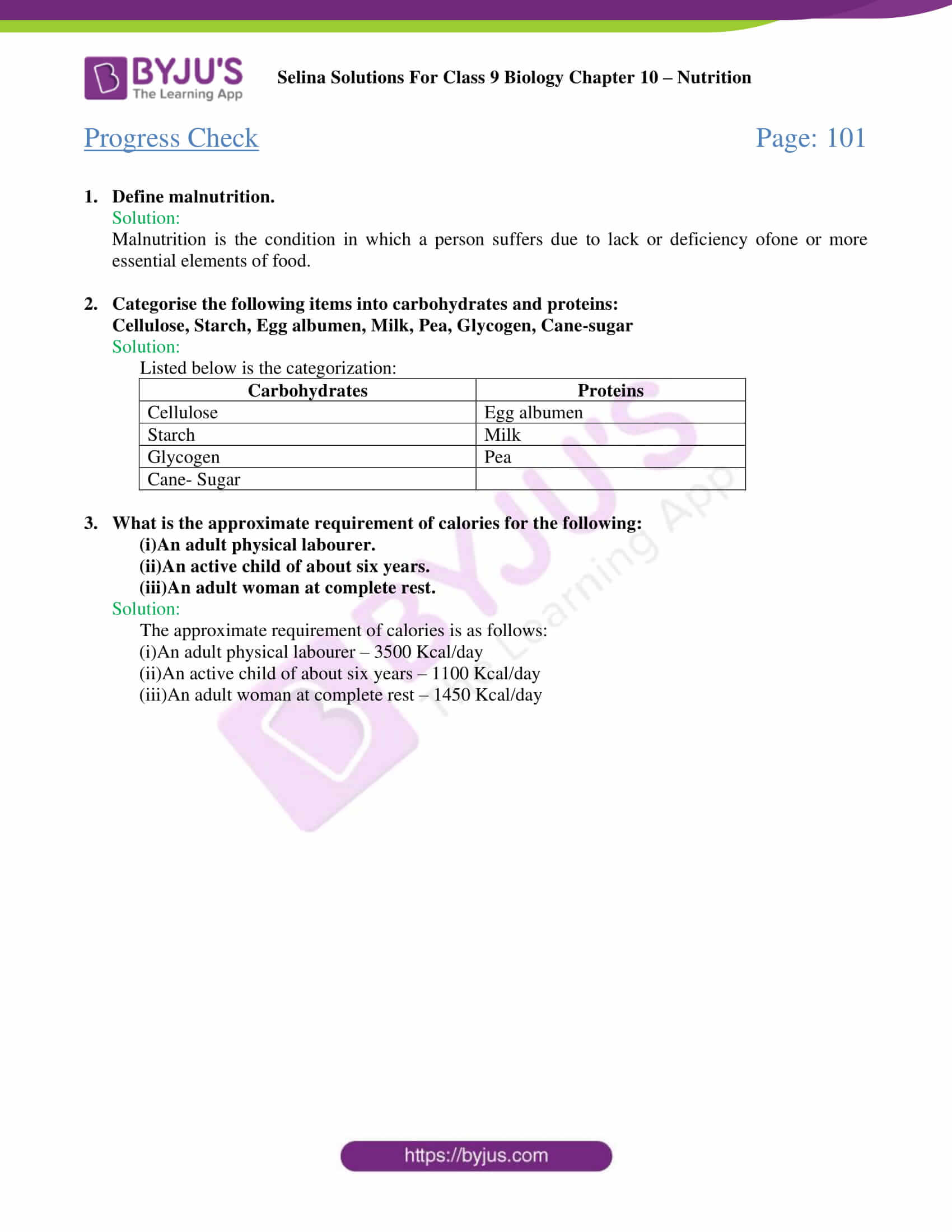 selina Solutions For Class 9 Biology Chapter 10 part 1