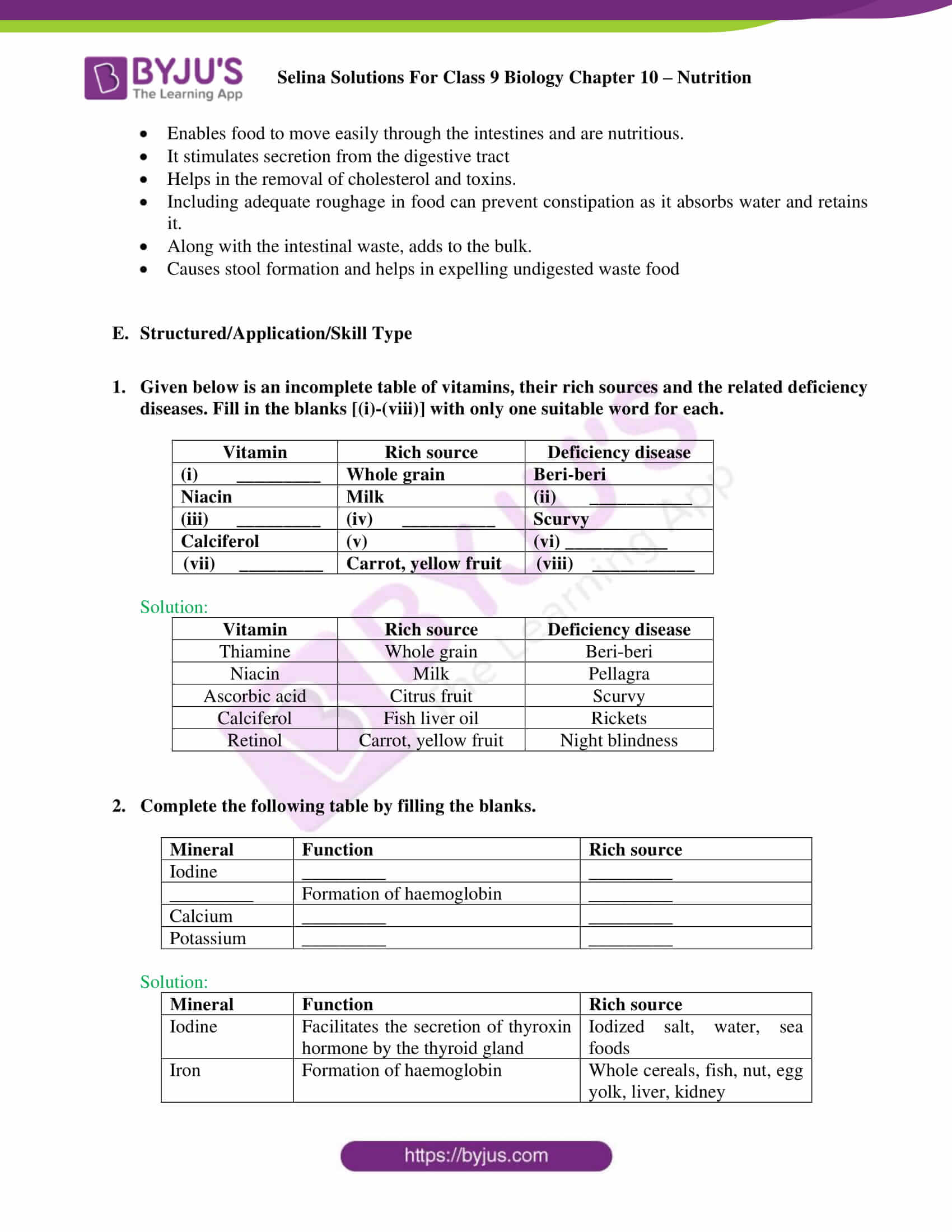 selina Solutions For Class 9 Biology Chapter 10 part 6