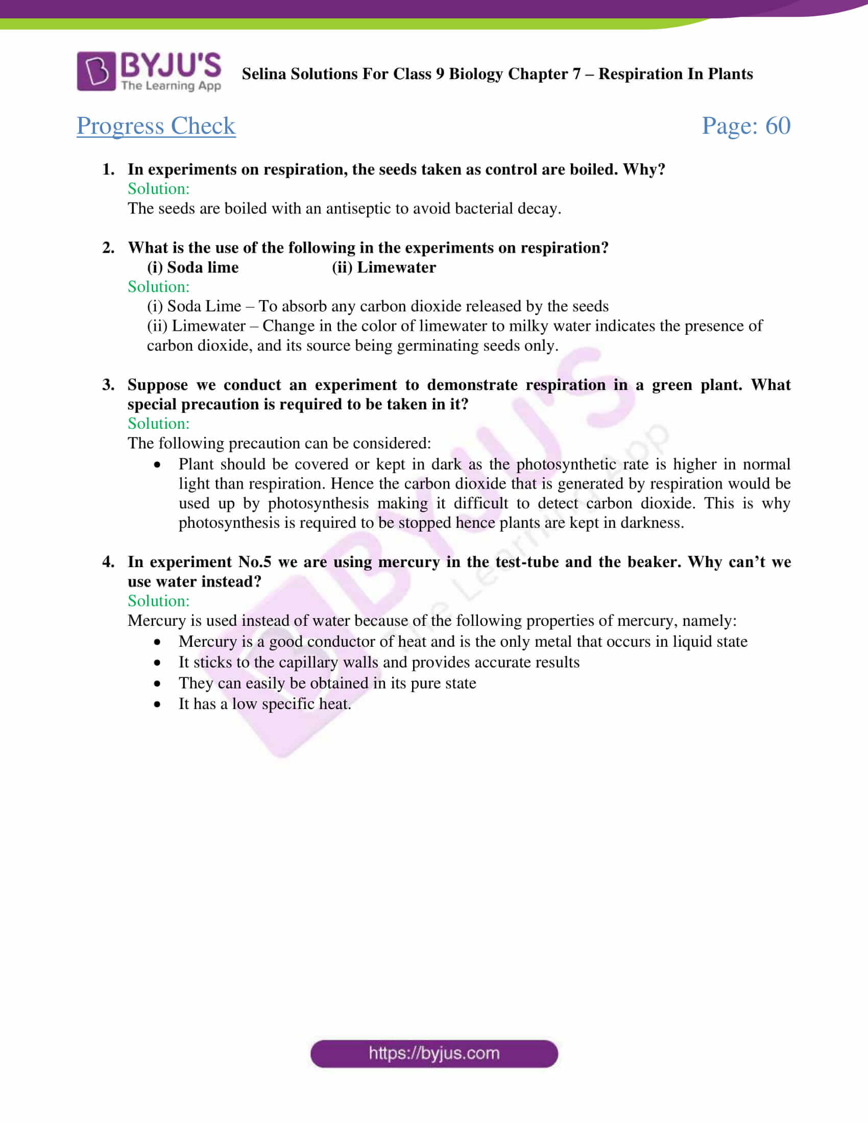 Selina Solutions For Class 9 Biology Chapter 7 Respiration In Plants part 03