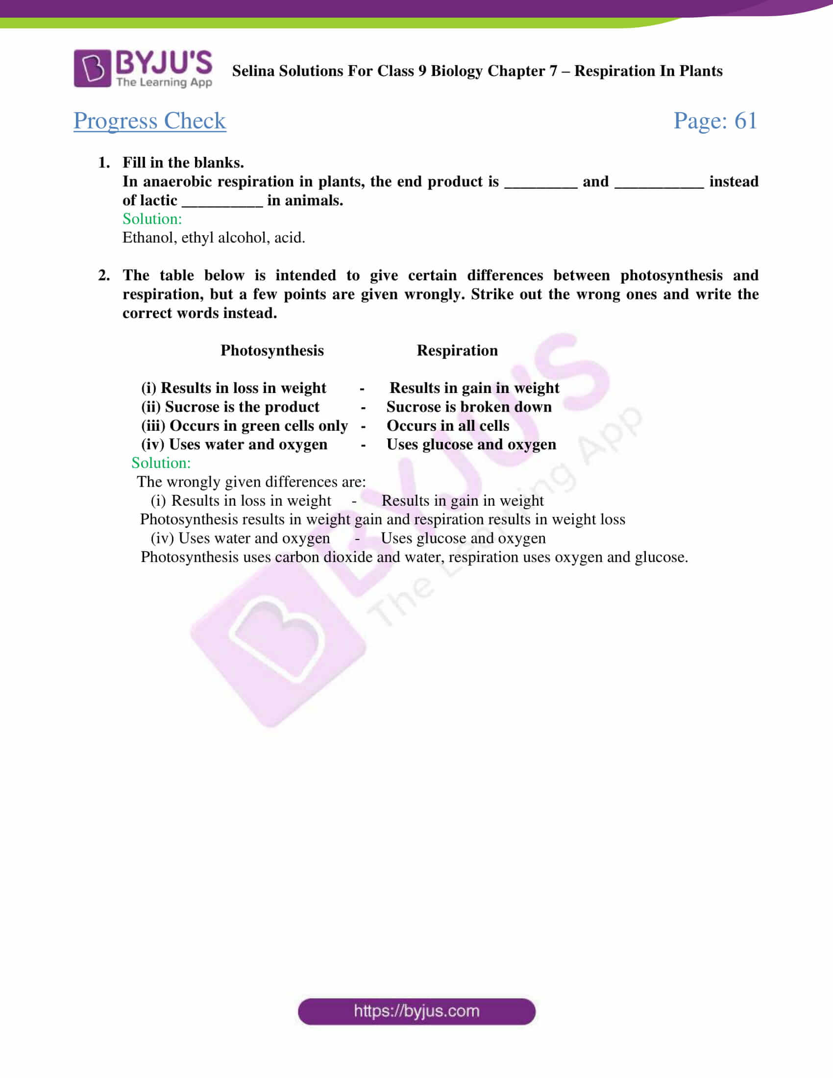 Selina Solutions For Class 9 Biology Chapter 7 Respiration In Plants part 04