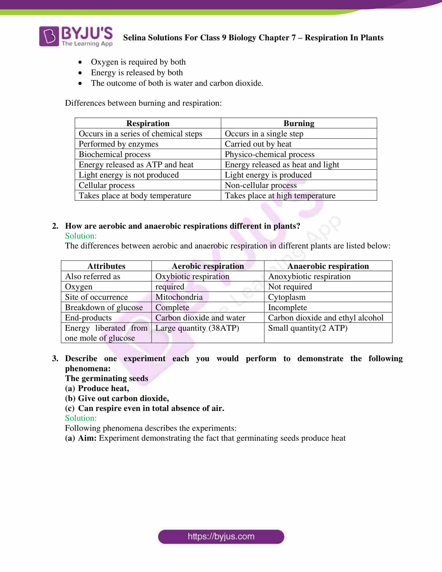 Selina Solutions For Class 9 Biology Chapter 7 Respiration In Plants part 08