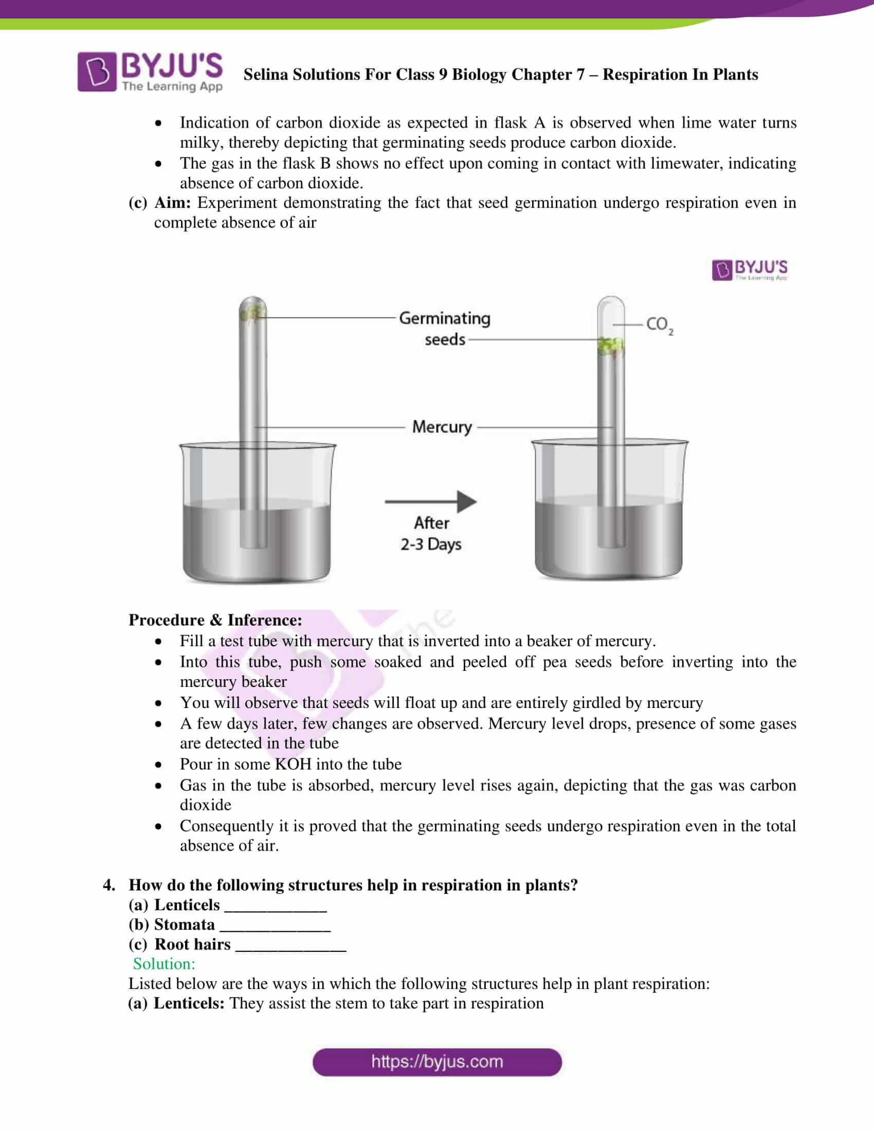 Selina Solutions For Class 9 Biology Chapter 7 Respiration In Plants part 11