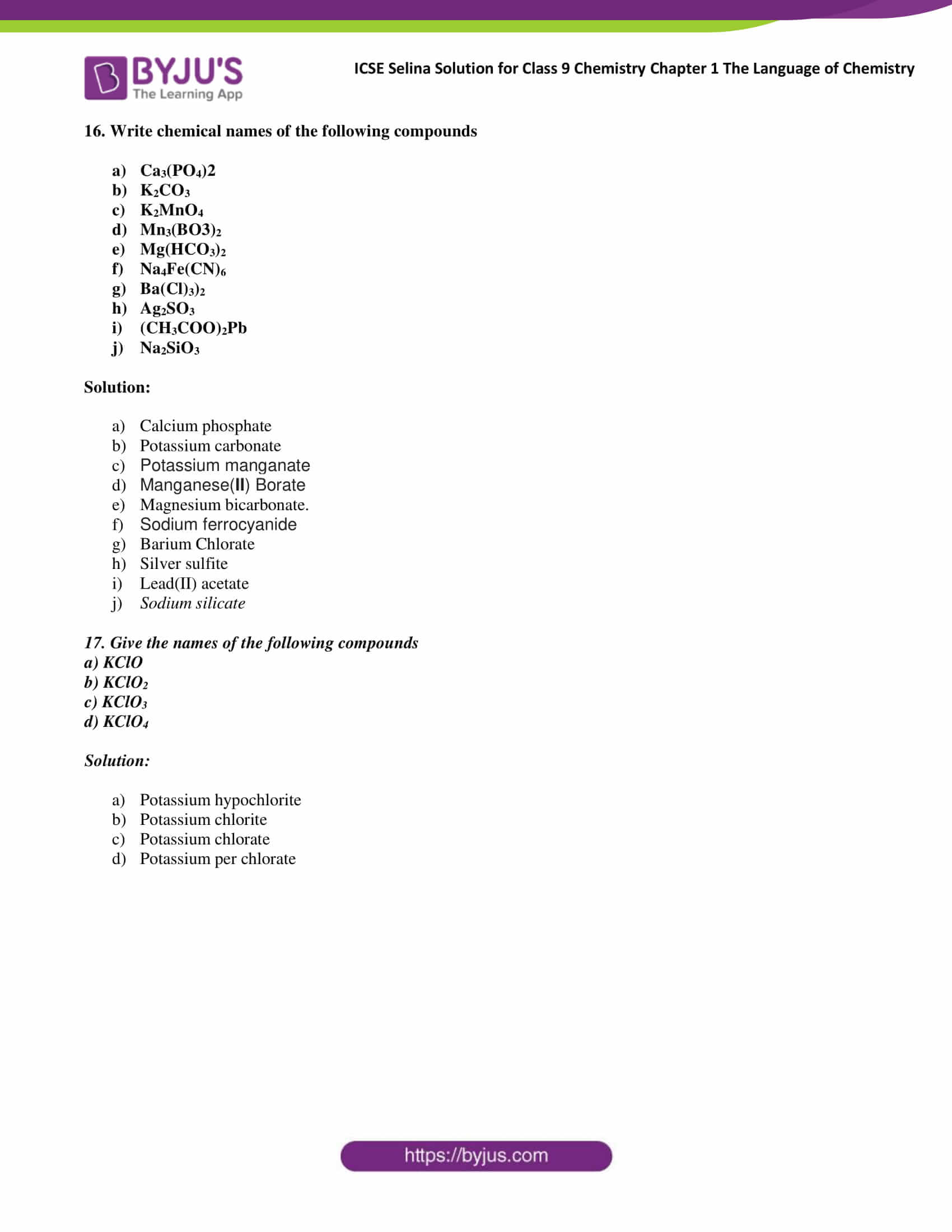 Selina Solutions Class 9 Concise Chemistry Chapter 1 The Language of ...