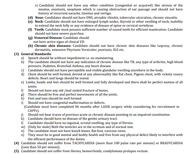 Physical Standard Test and Medical Test