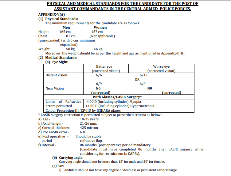 Physical Standard Test and Medical Test