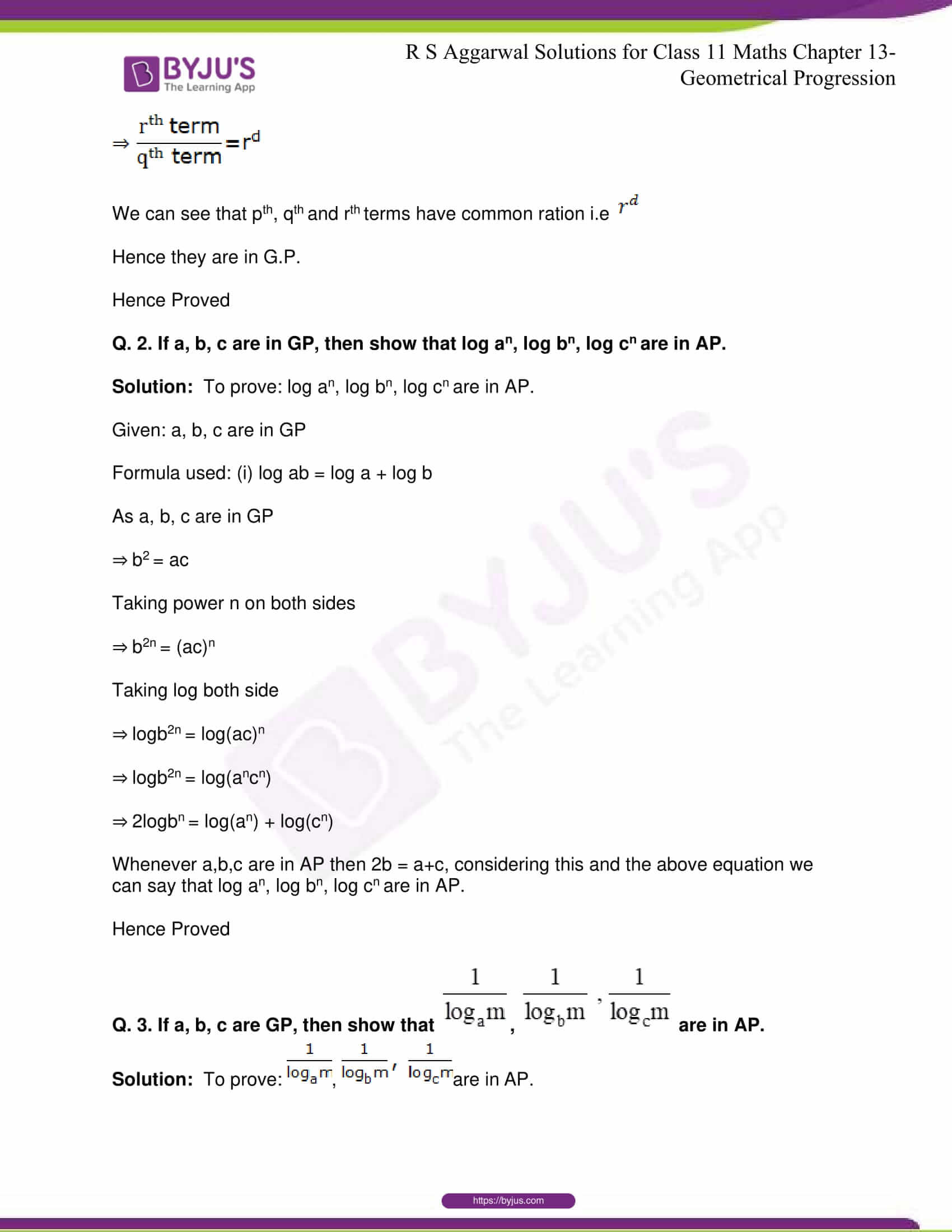 RS Aggarwal Solutions For Class 11 Chapter 12 Geometrical Progression Rs aggarwal solutions for class 11 chapter 12 geometrical progression