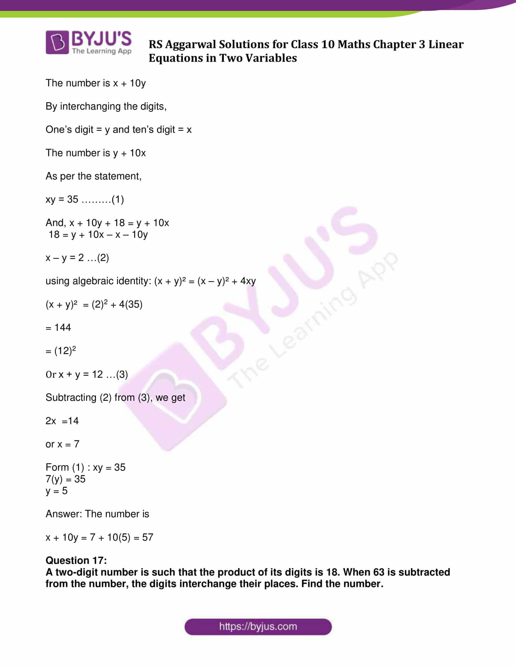 Rs Aggarwal Solutions For Class 10 Exercise 3e Chapter 3 Linear Equations In Two Variables Rs Aggarwal Solutions For Class 10 Exercise 3e Chapter 3 Linear Equations In Two Variables