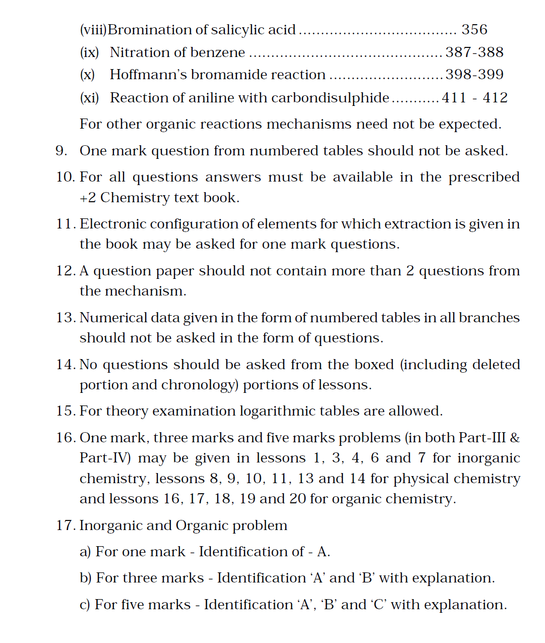 Blue print for class 12 chemistry