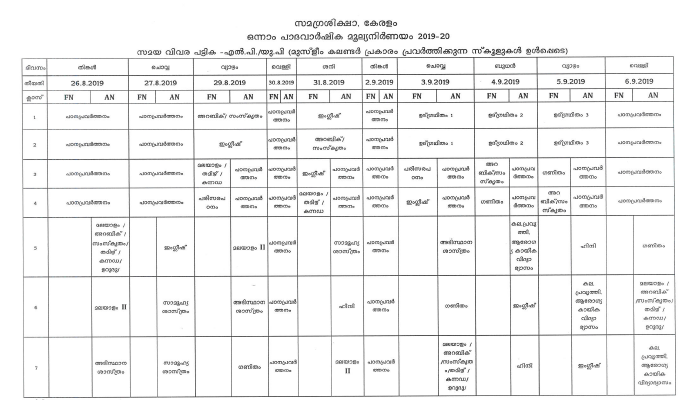 LP-UP First Term Exam Date Sheet 