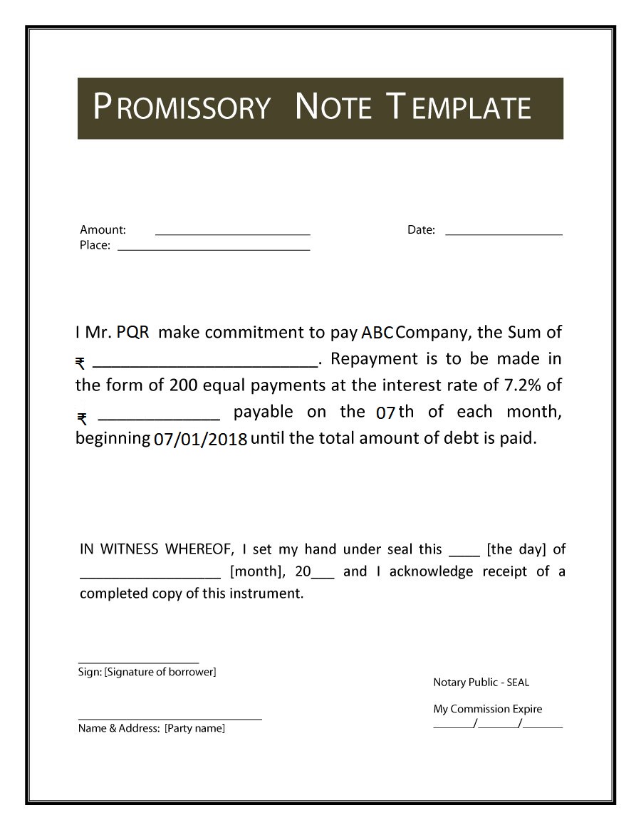 Promissory Note: meaning, format, example, types, features