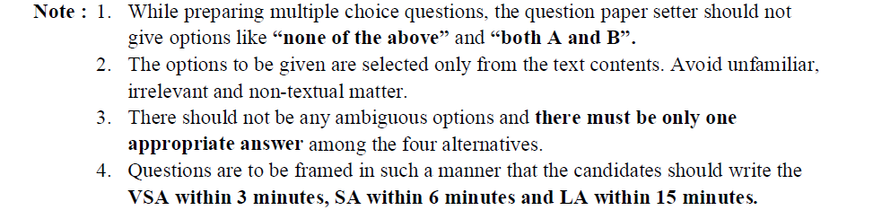 weightage to various type questions note 