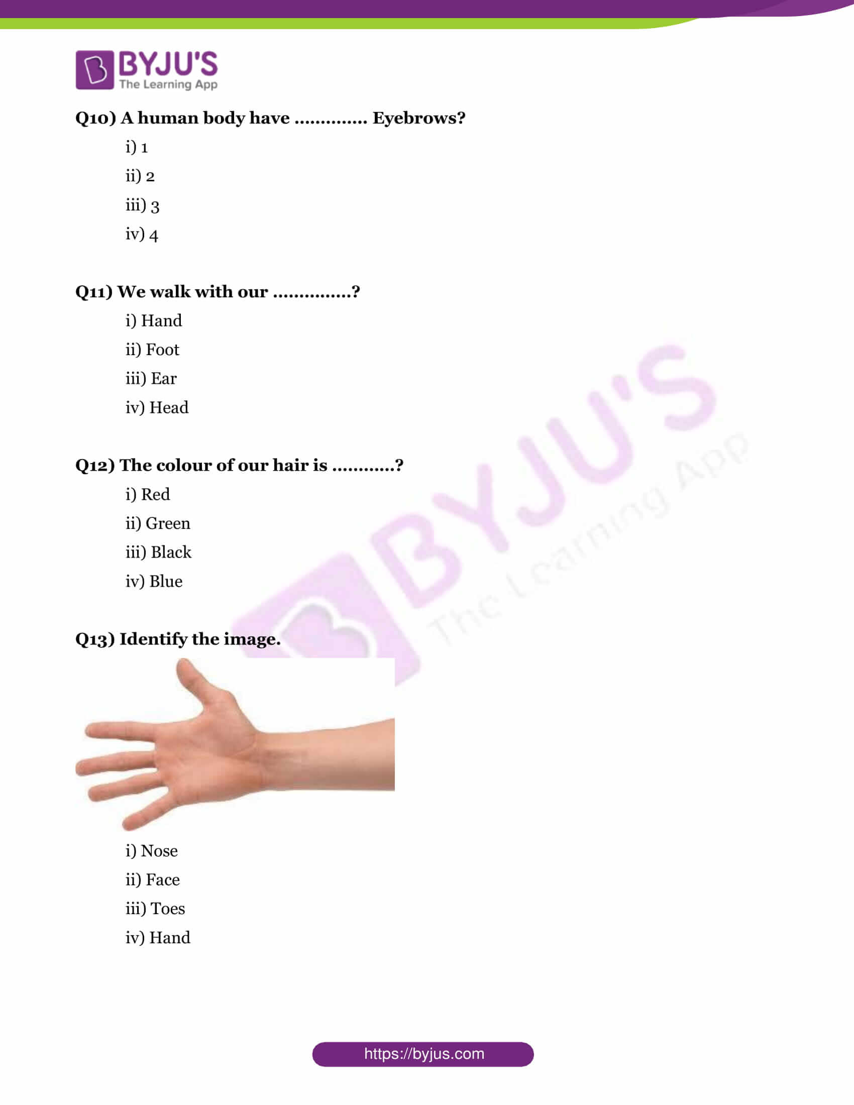 GK Questions For Class 1 On Parts Of Body Know Facts And Functions Of 