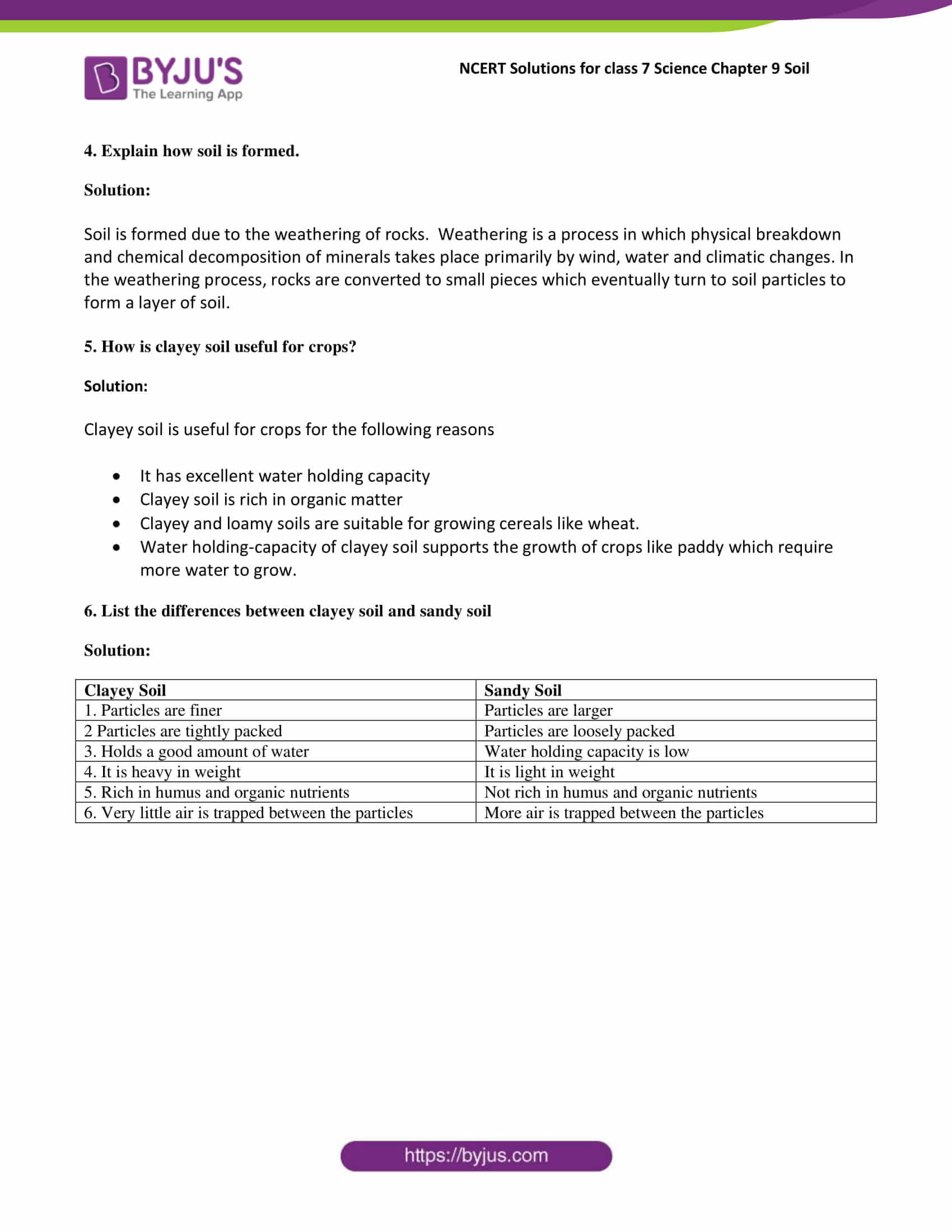 NCERT Solutions Class 7 Science Chapter 9 Soil : Get Free PDFs
