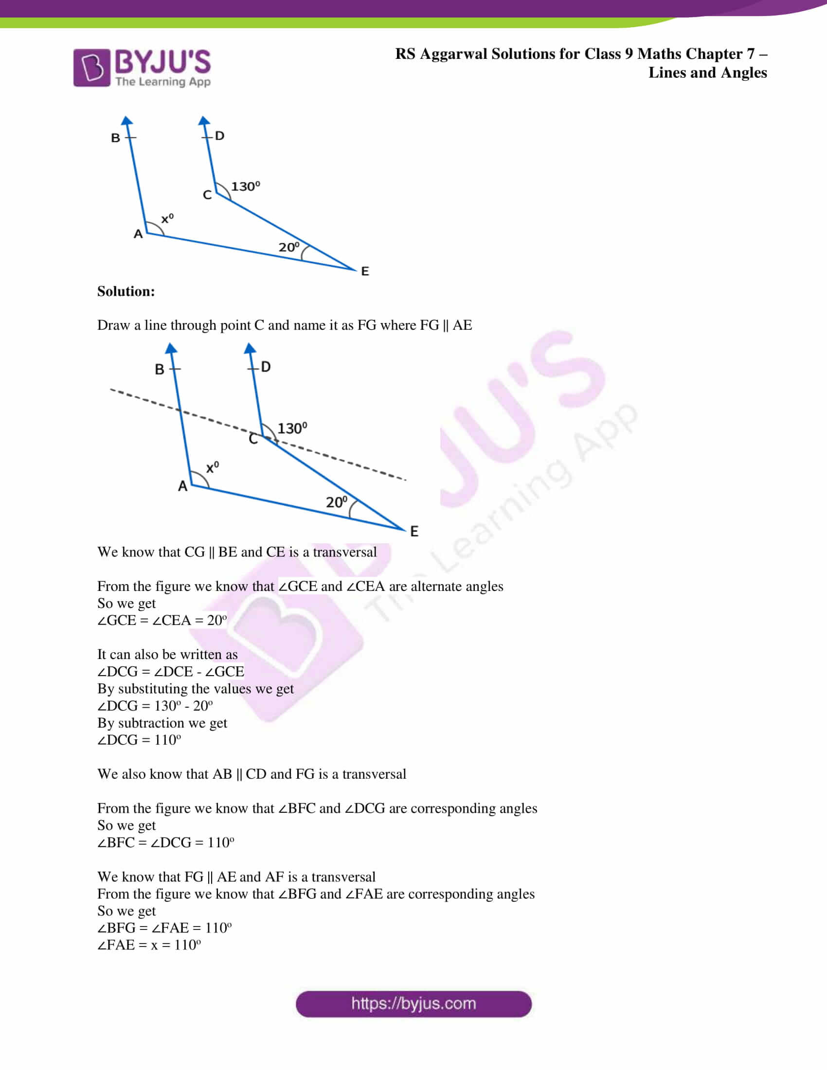 RS Aggarwal Solutions for Class 9 Chapter 7 Lines and Angles Free Download