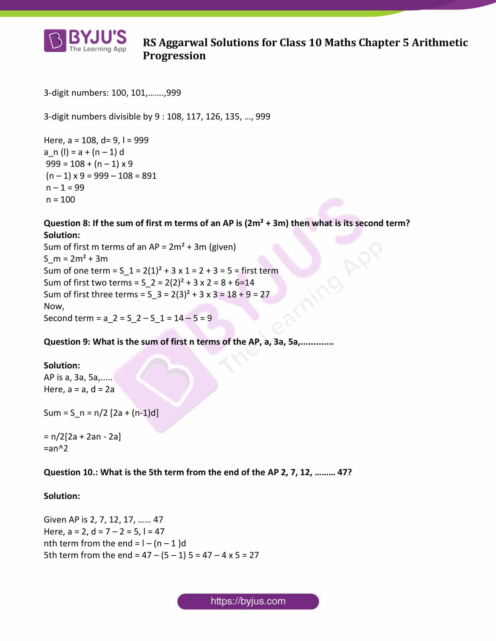 Rs Aggarwal Solutions For Class 10 Exercise 5d Chapter 5 Arithmetic Progression Download Free Pdf Rs Aggarwal Solutions For Class 10 Exercise 5d Chapter 5 Arithmetic Progression Download Free Pdf