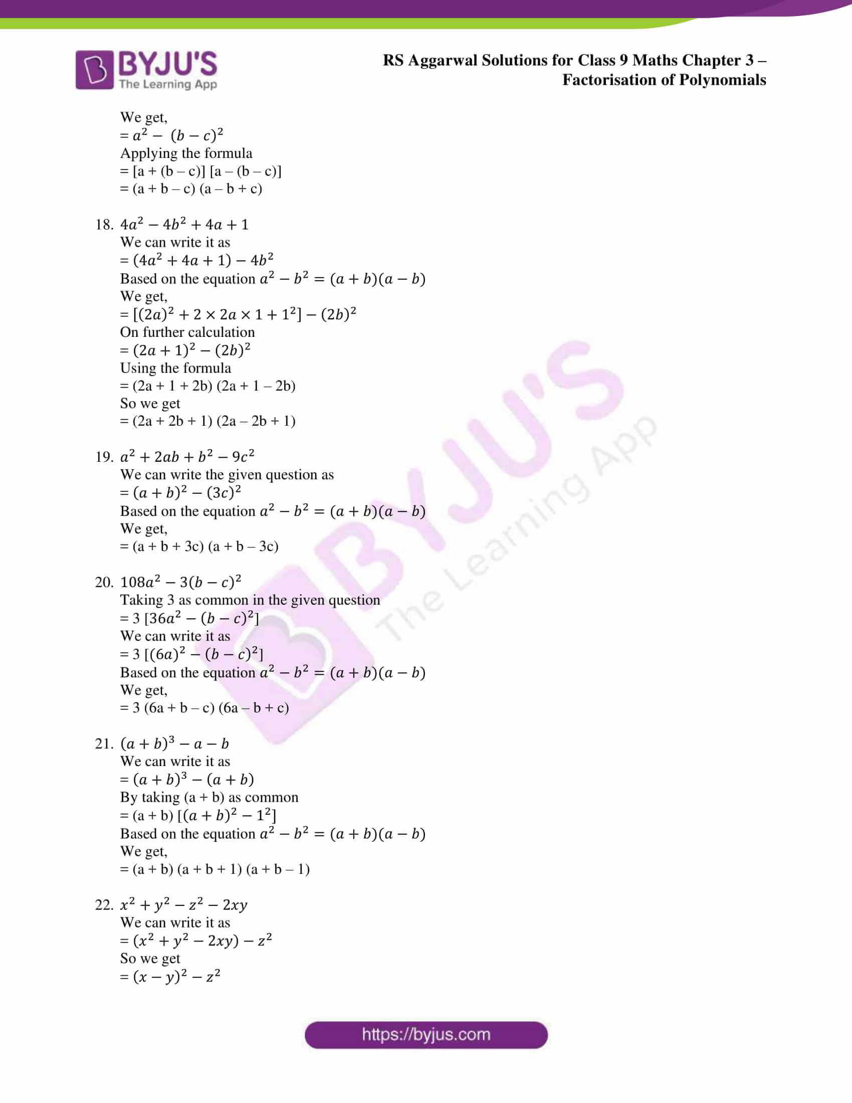 Rs aggarwal solutions for class 9 exercise 3b chapter 3 factorisation 