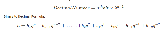 Binary to Decimal Formula