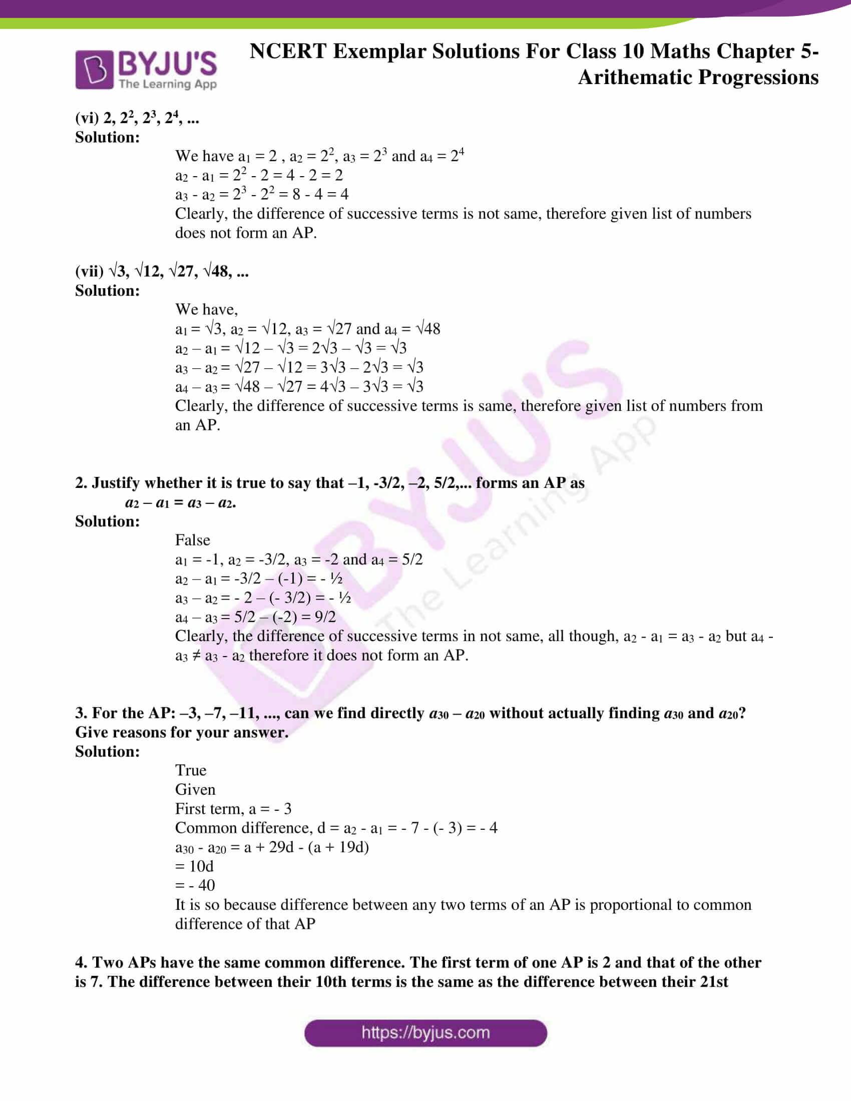 NCERT Exemplar sol Class 10 Maths chapter 5