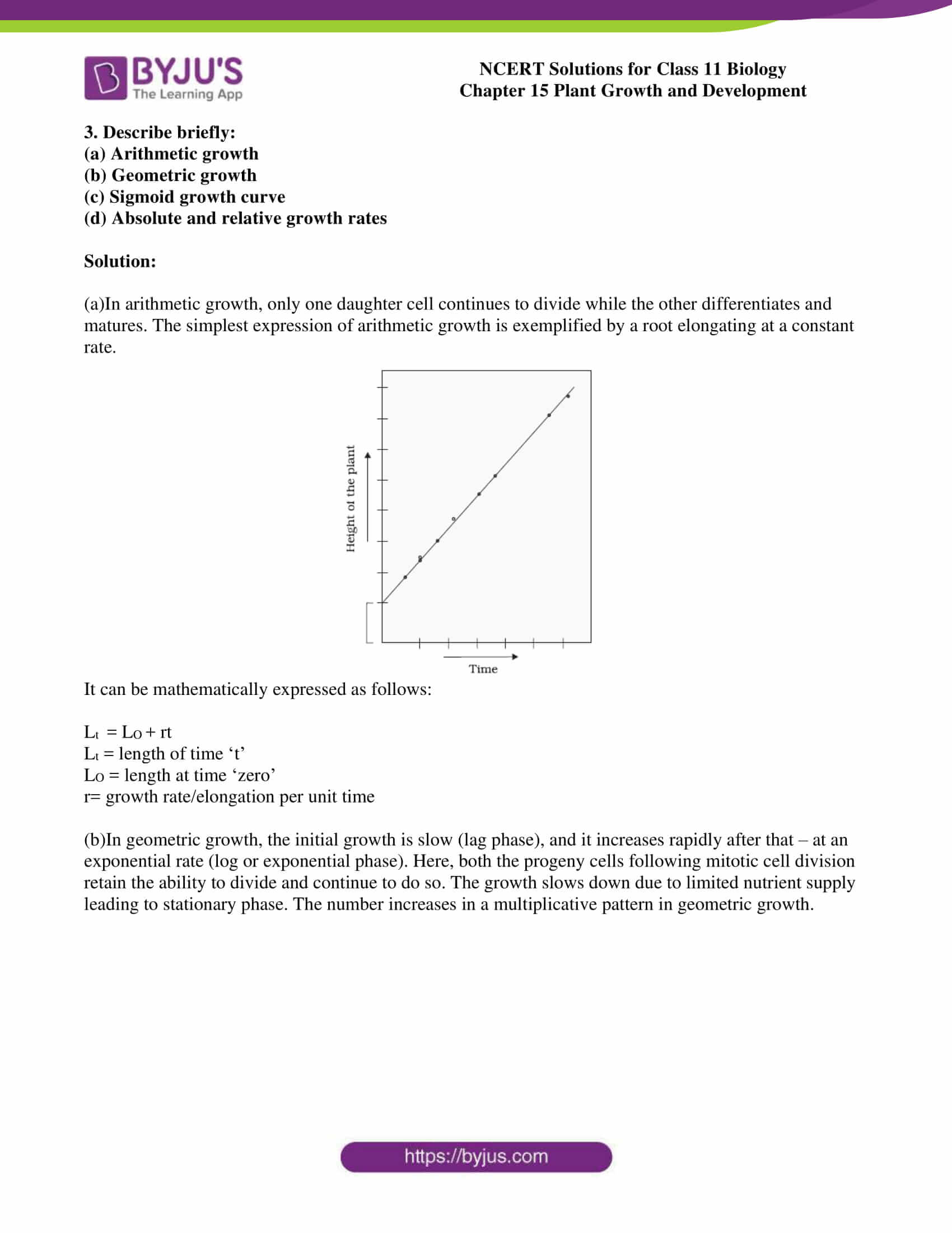 NCERT Solutions Class 11 Biology Chapter 15 Plant Growth and Development