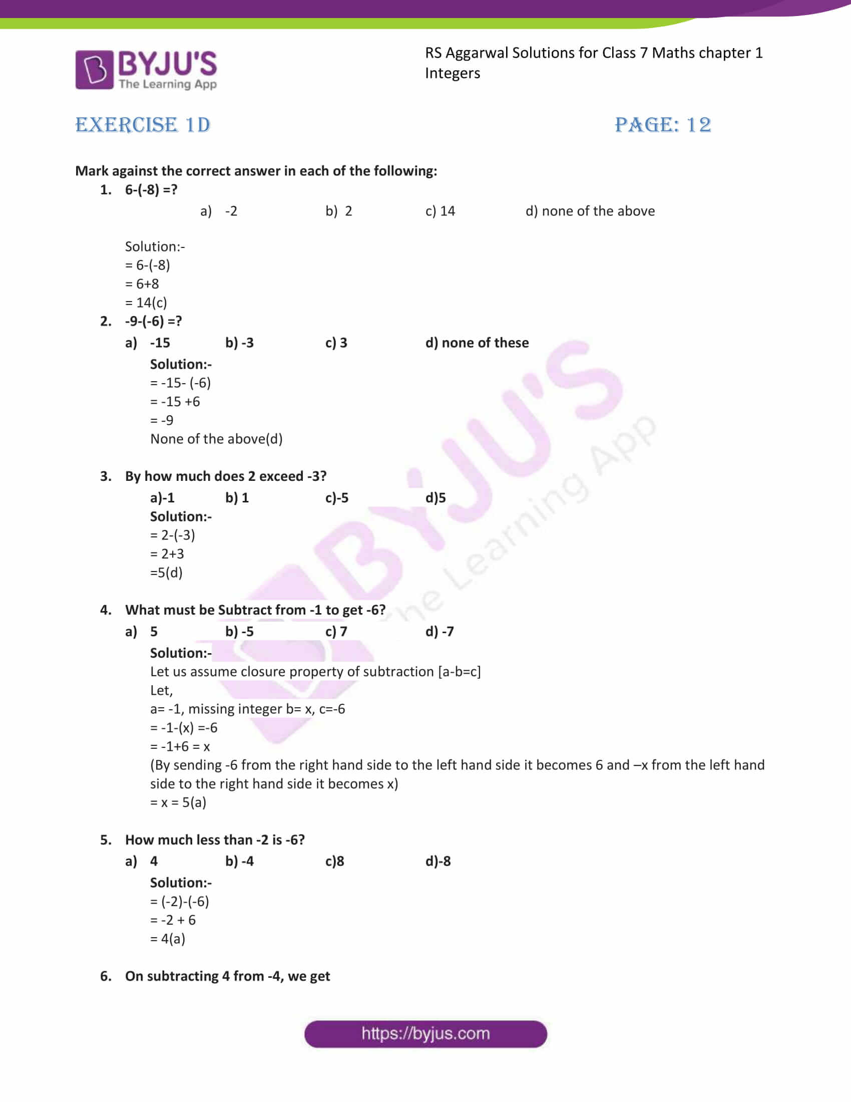 100 maths questions and answers pdf class 7