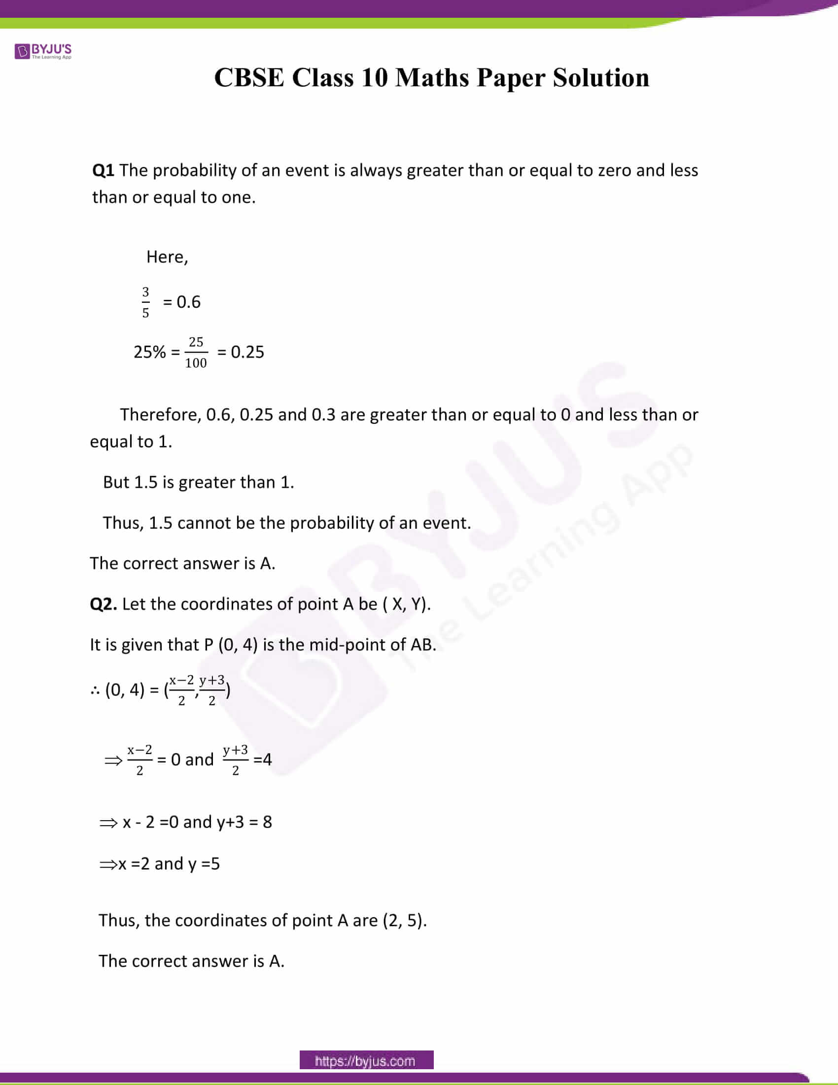 CBSE Class 10 Maths Papers Solution 2011 01