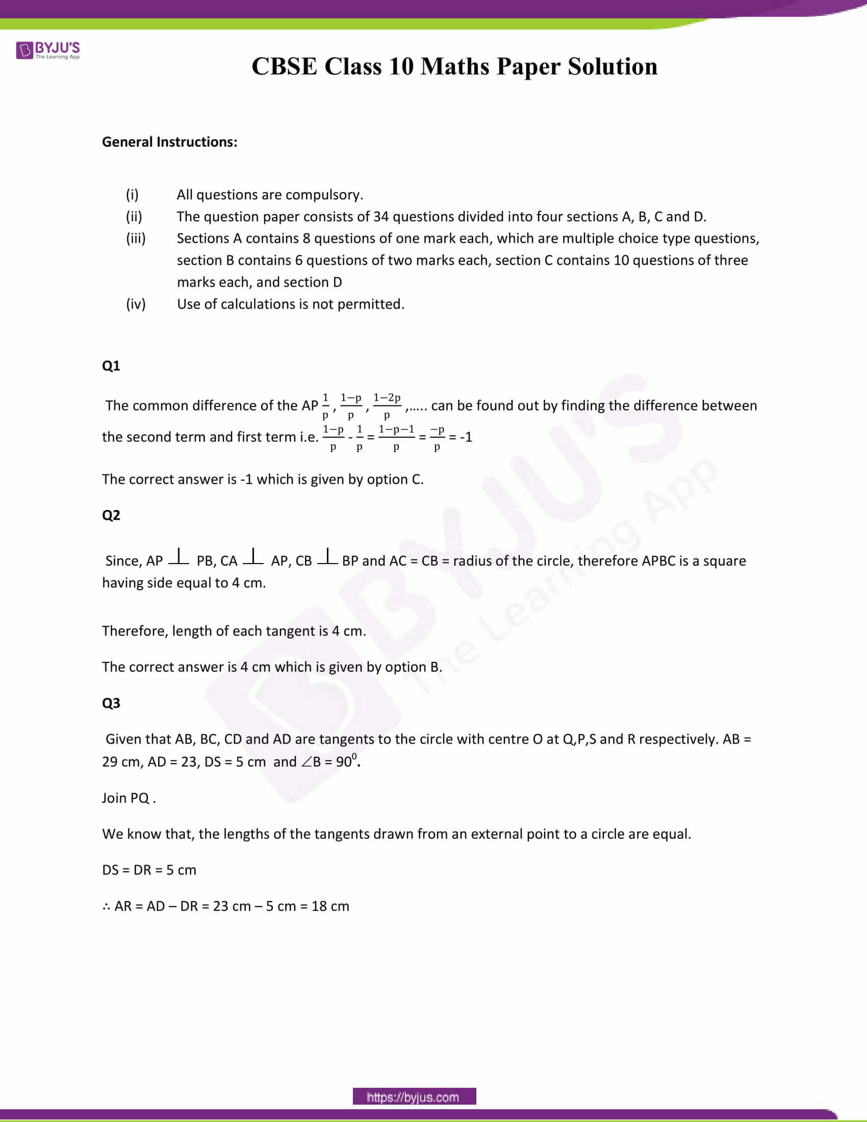 CBSE Class 10 Maths Papers Solution 2013 01