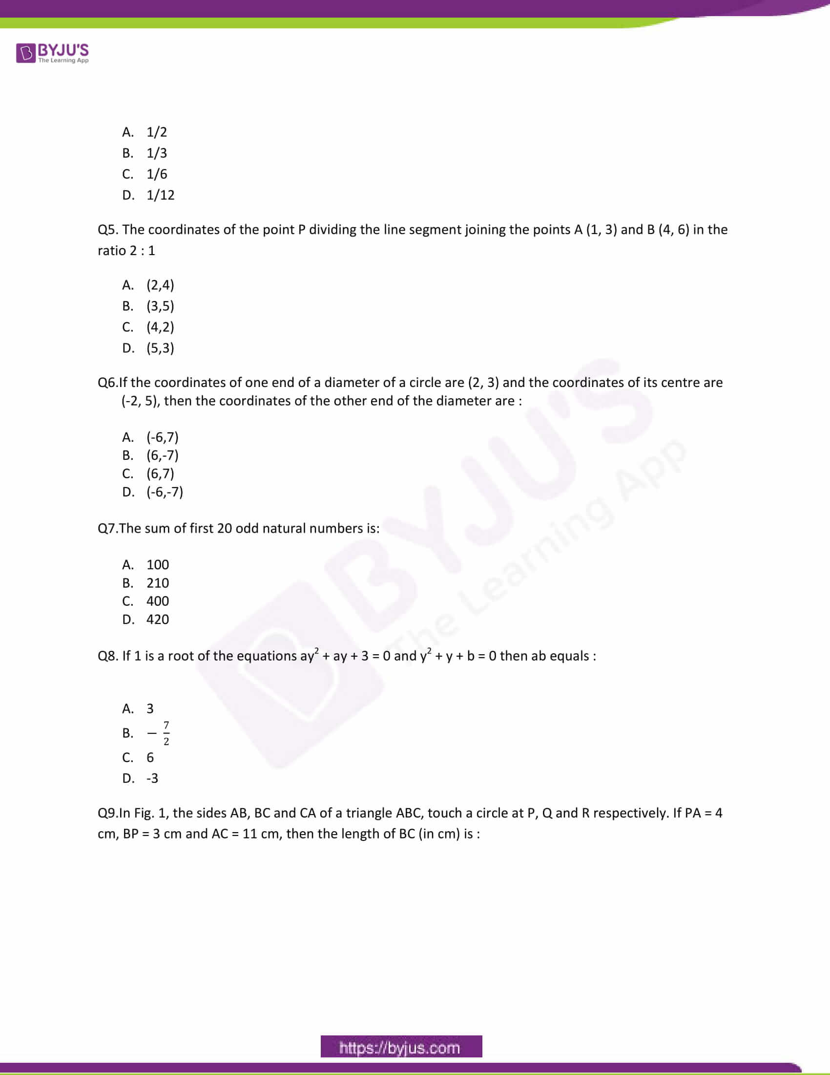 CBSE Class 10 Maths Question Papers 2012 2