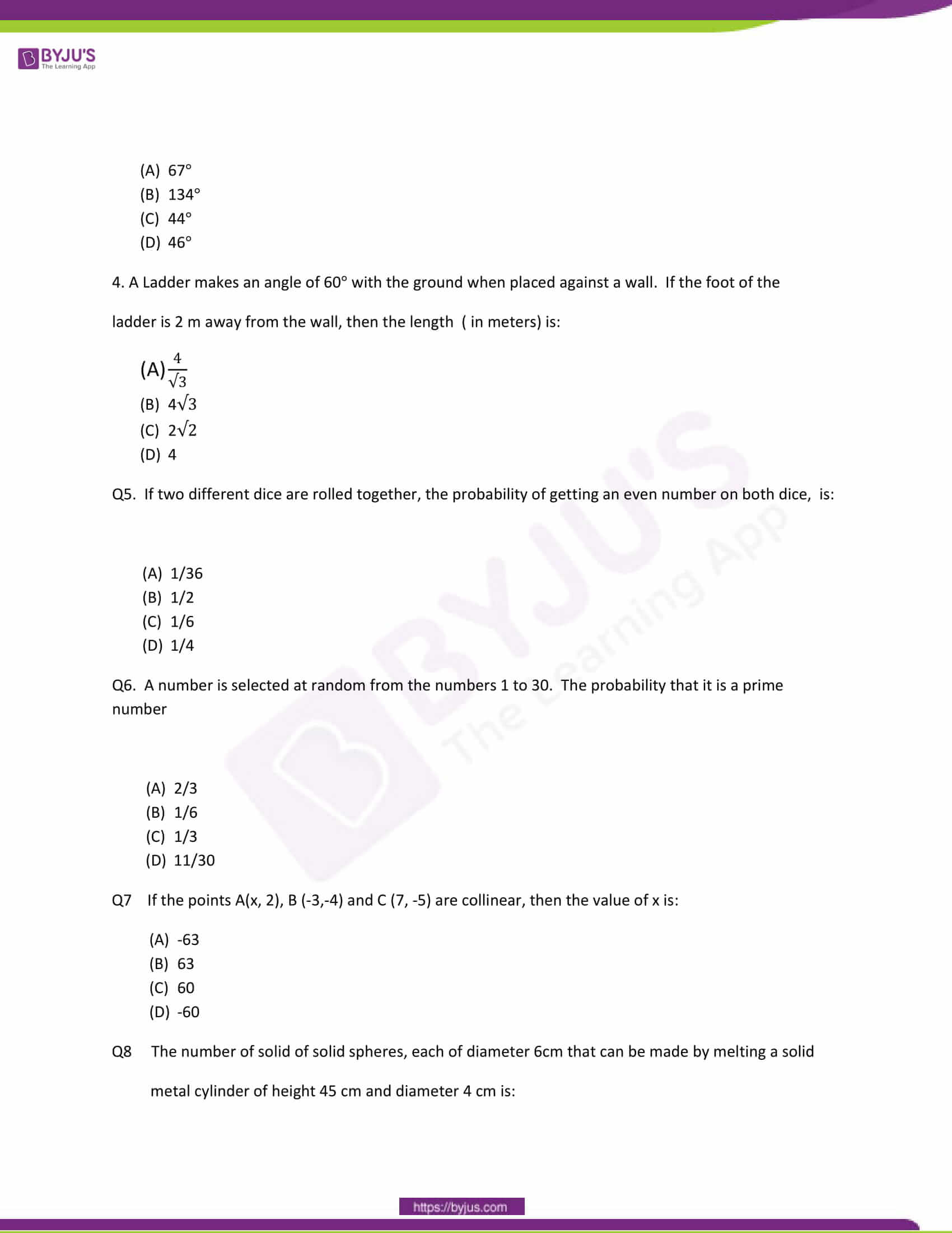 CBSE Class 10 Maths Question Papers 2014 2