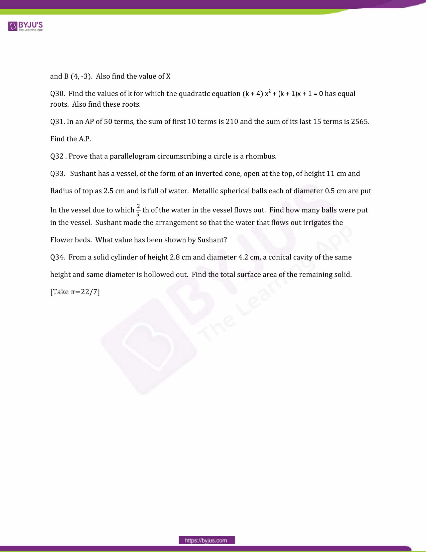 CBSE Class 10 Maths Question Papers 2014 6