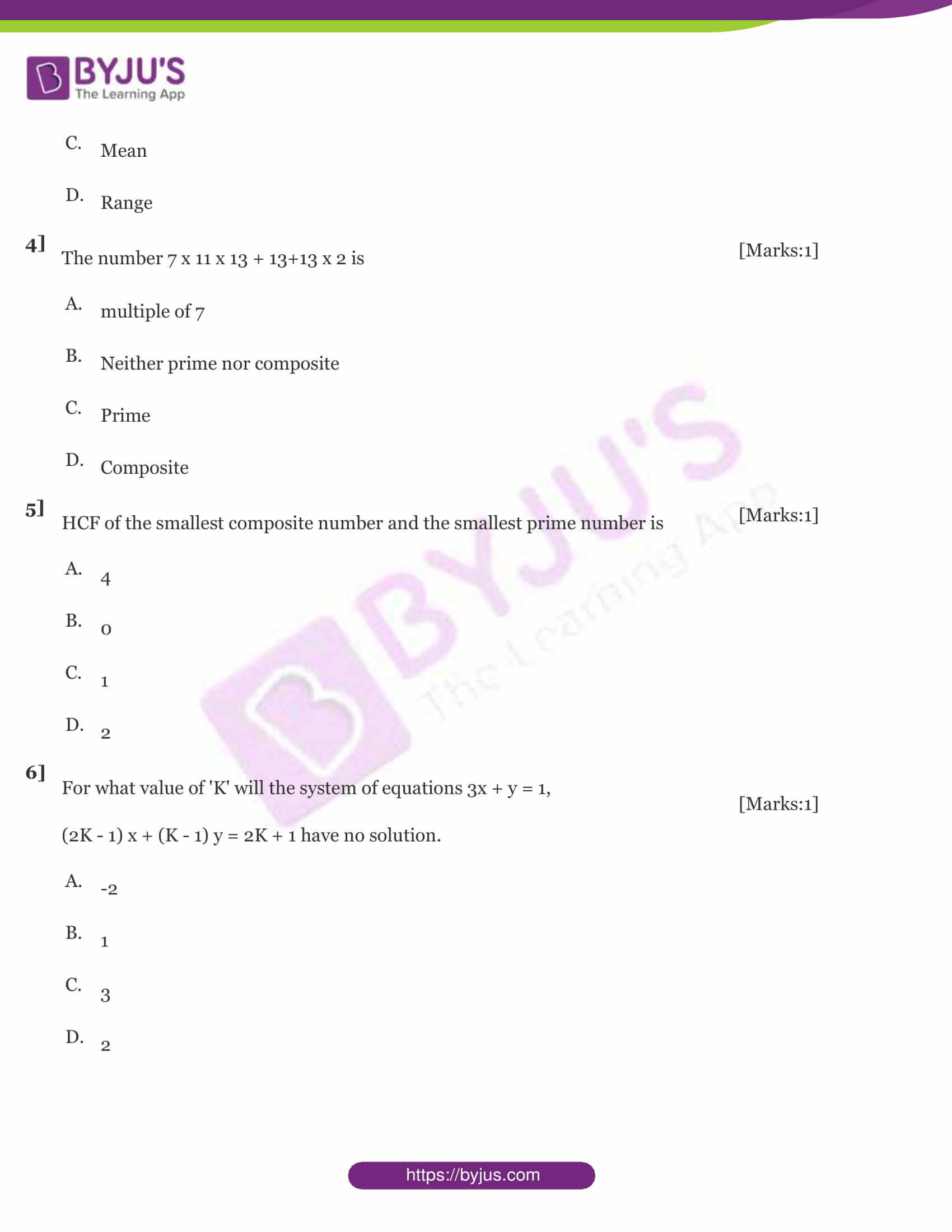 Cbse class 10 maths sample paper set 7