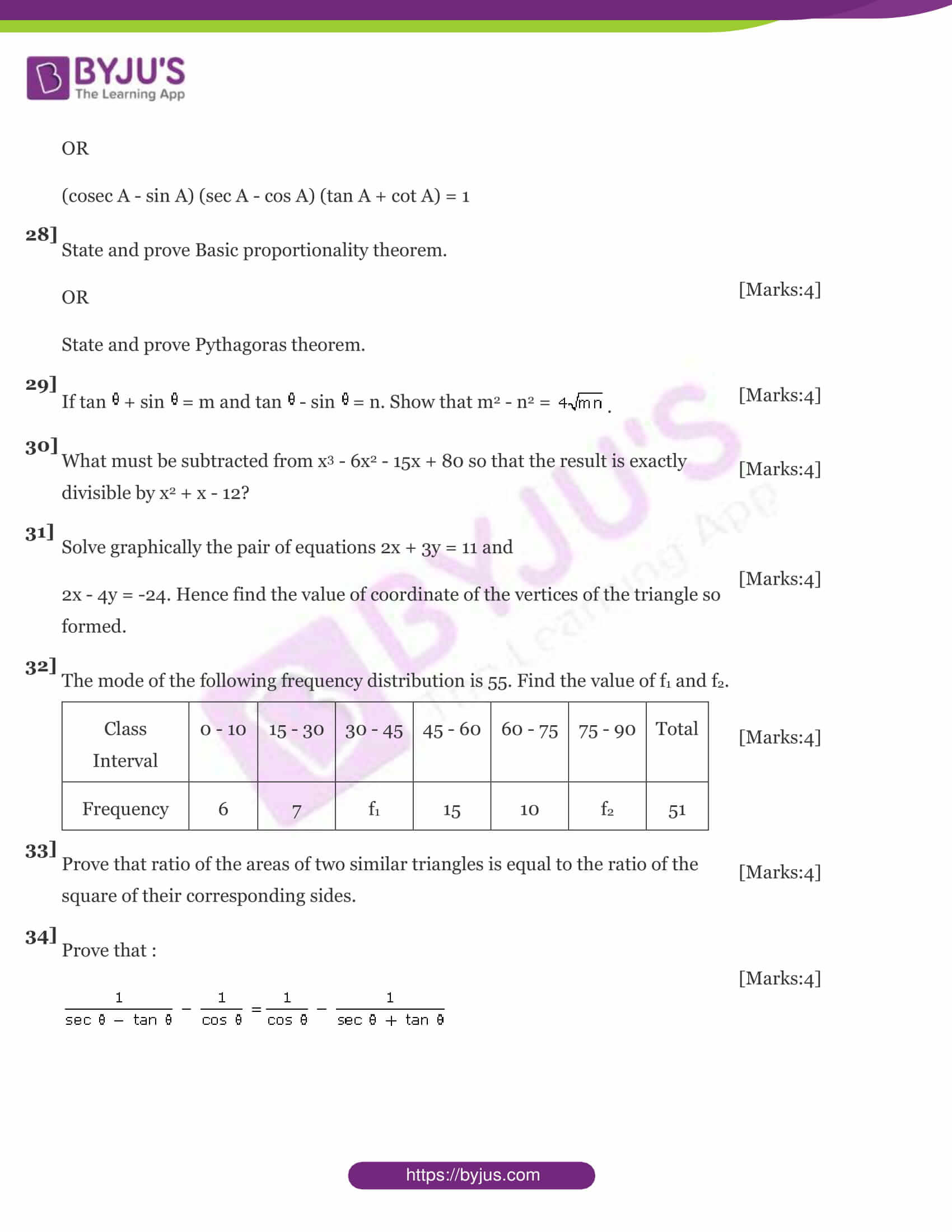 Cbse class 10 maths sample paper set 7