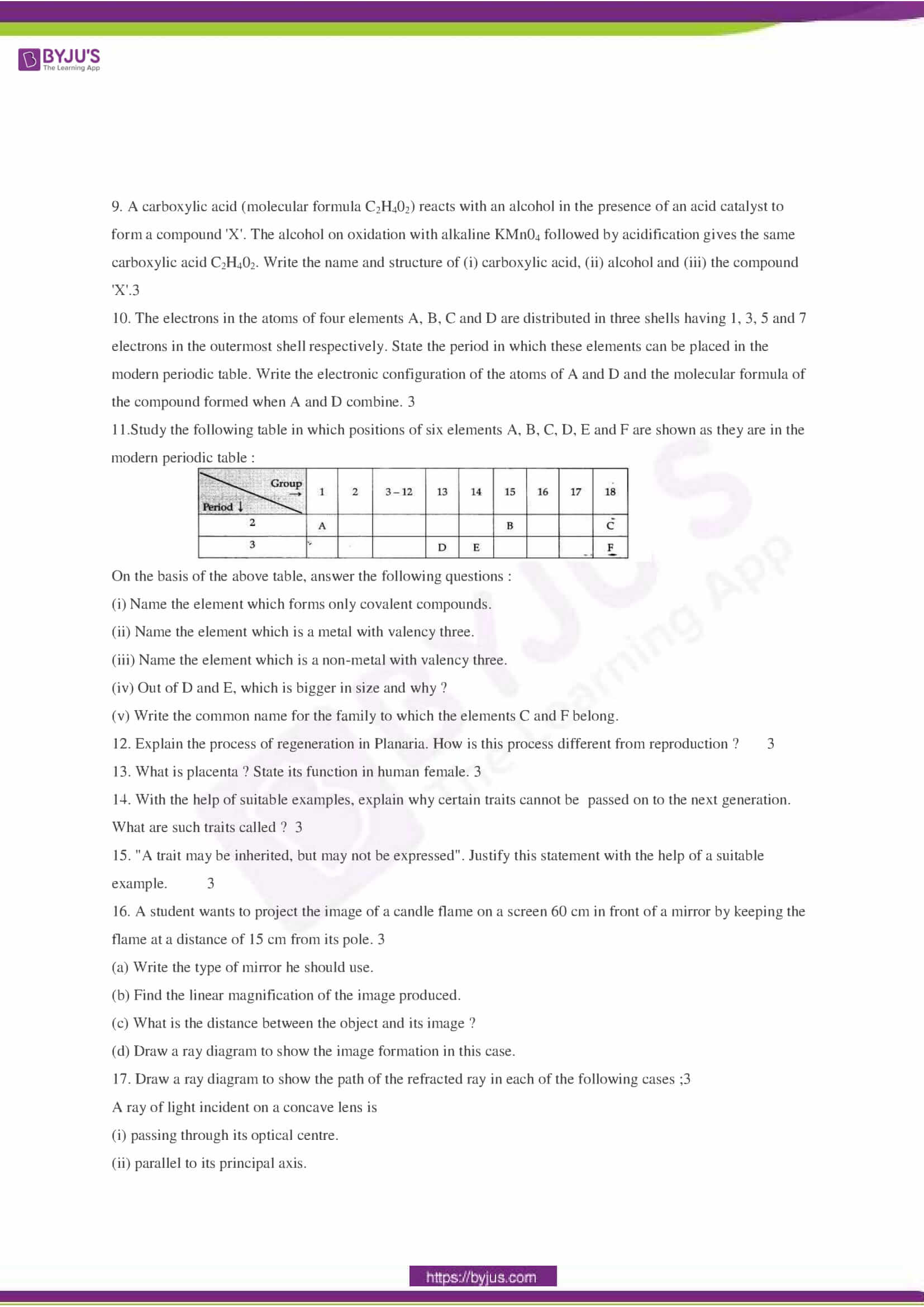 CBSE Class 10 Science Sample Paper Set 5-2