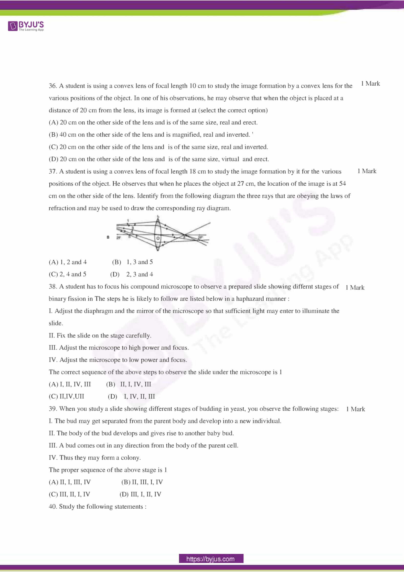 CBSE Class 10 Science Sample Paper Set 5-7