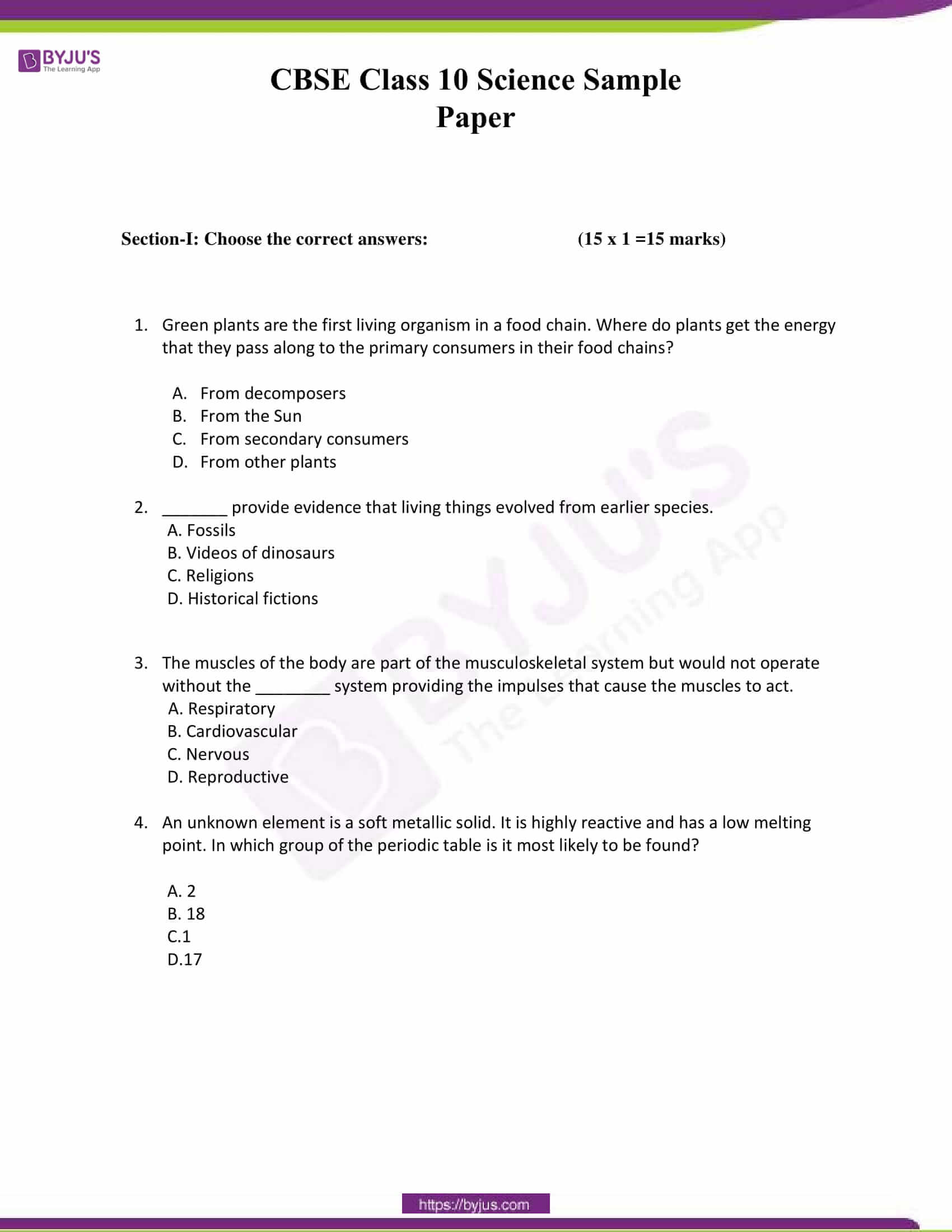 CBSE Class 10 Science Sample Paper Set 7-1