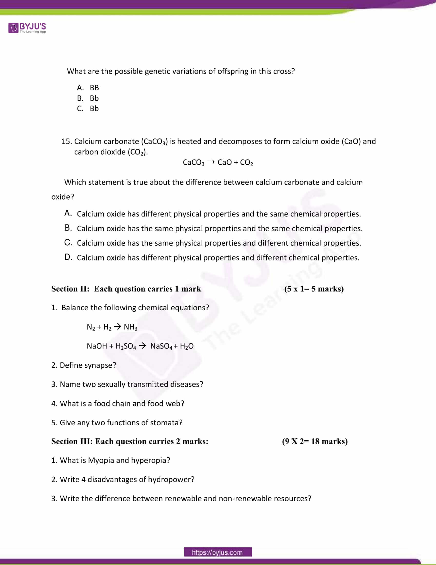 CBSE Class 10 Science Sample Paper Set 7-5