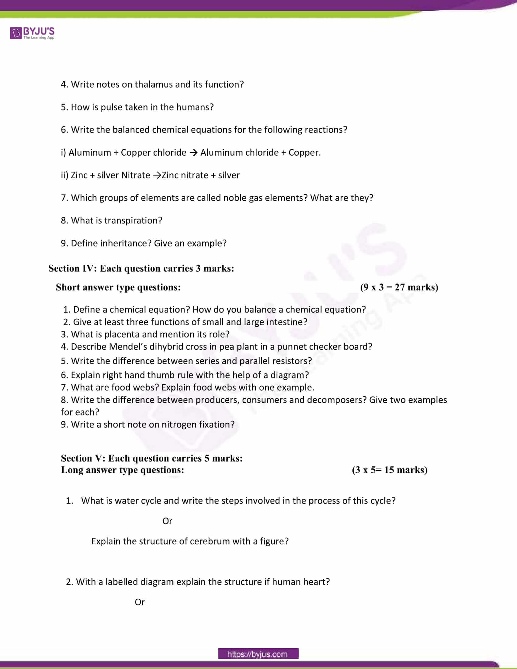 CBSE Class 10 Science Sample Paper Set 7-6