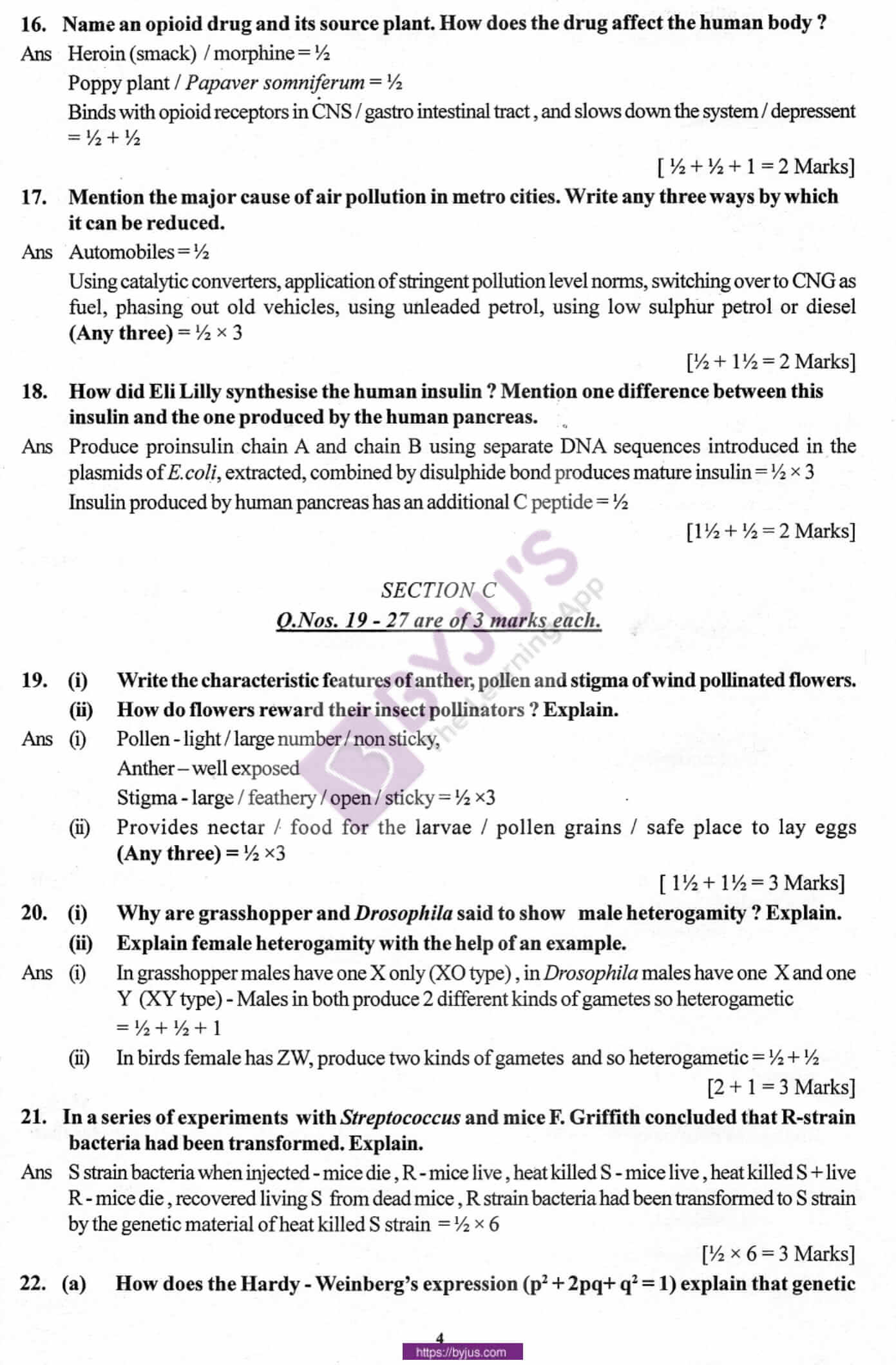 cbse class 12 biology solution 2010 set 1